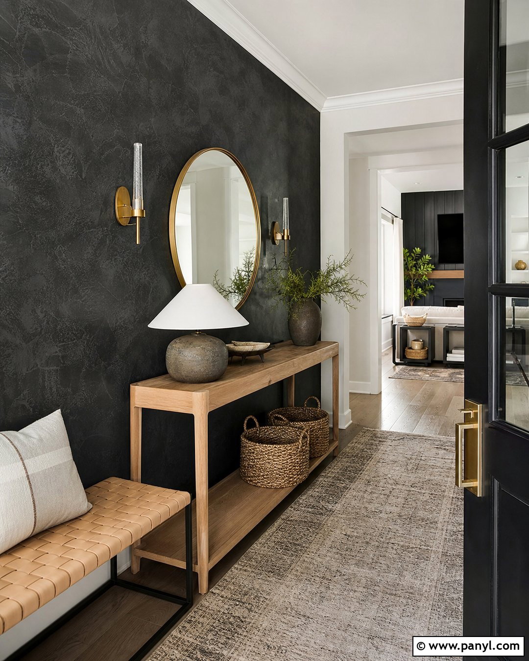 Metallic Black Wall Entryway - 20 Metallic Black Wall Ideas