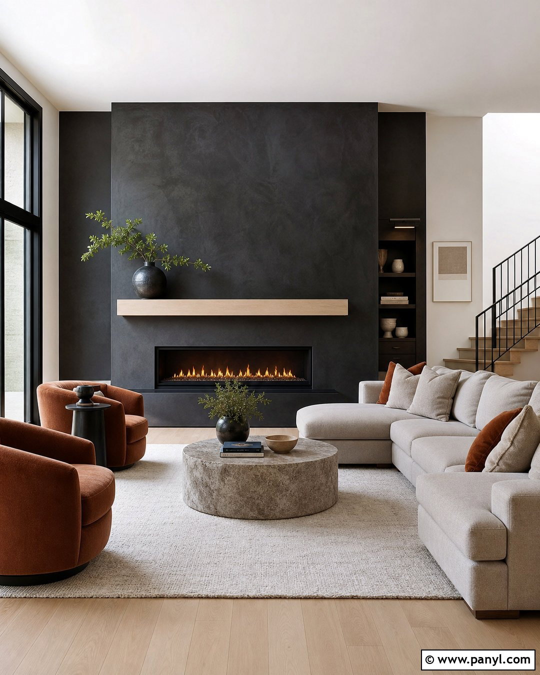 Metallic Black Wall Fireplace - 20 Metallic Black Wall Ideas