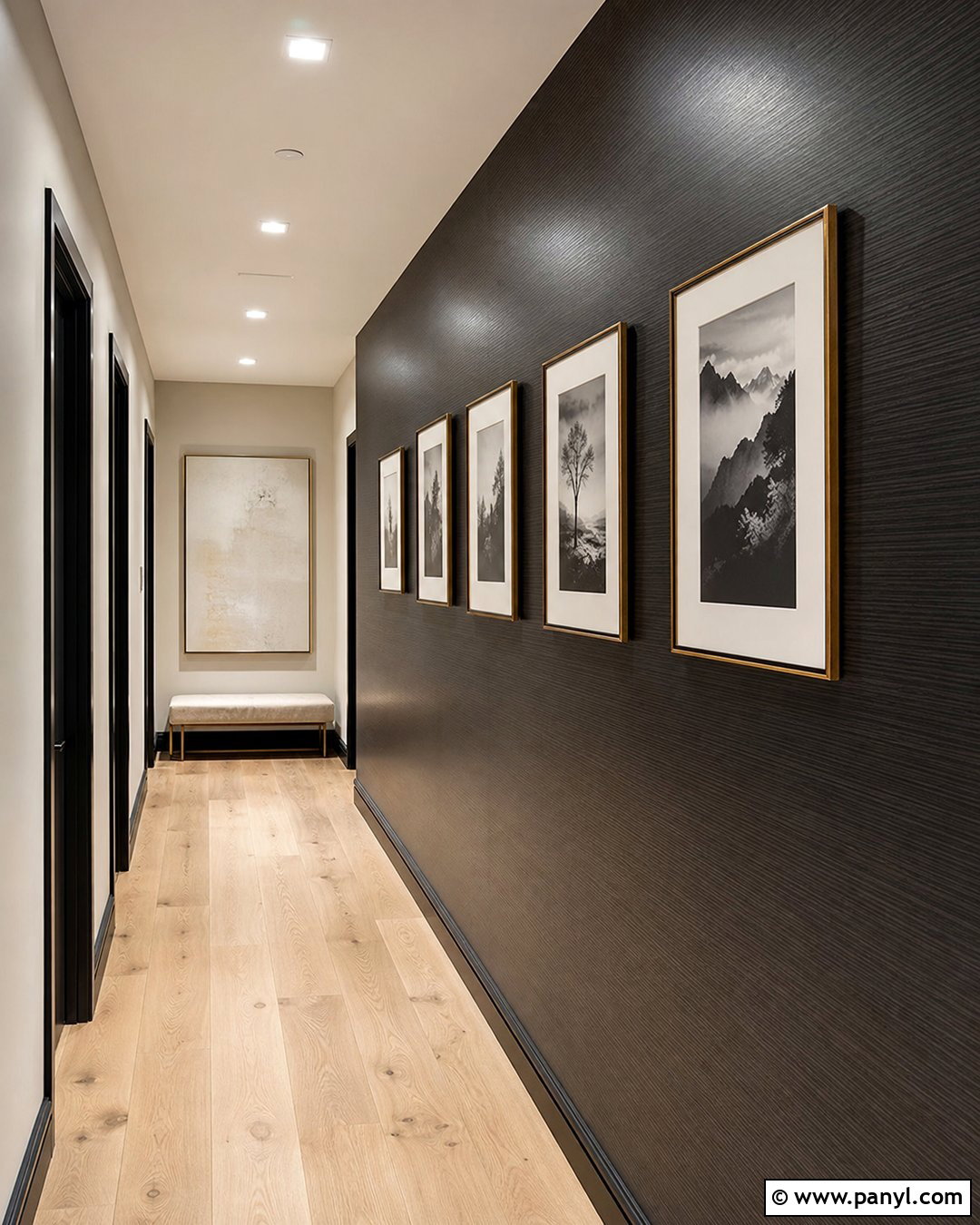 Metallic Black Wall Hallway - 20 Metallic Black Wall Ideas
