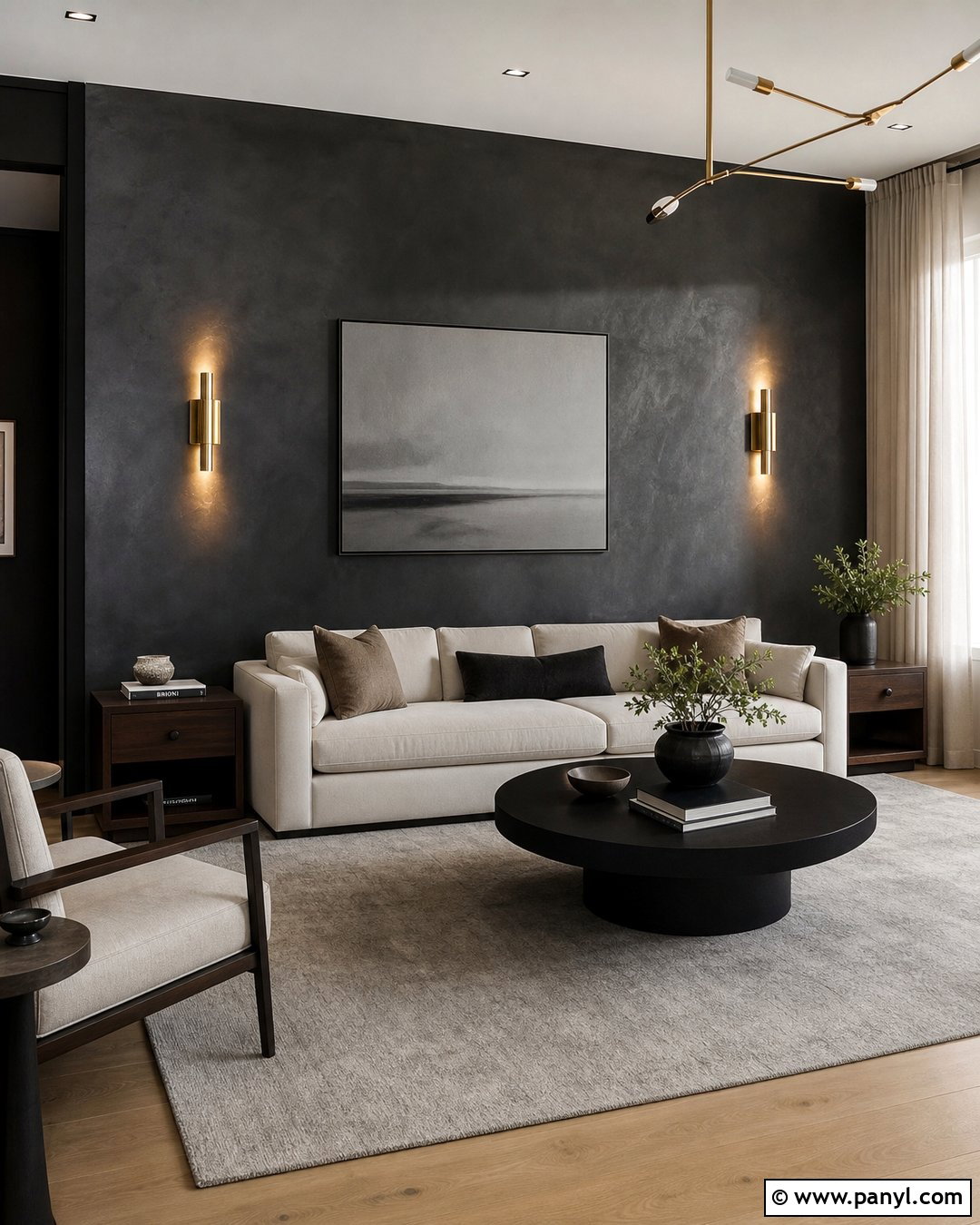 Metallic Black Wall Living Room - 20 Metallic Black Wall Ideas