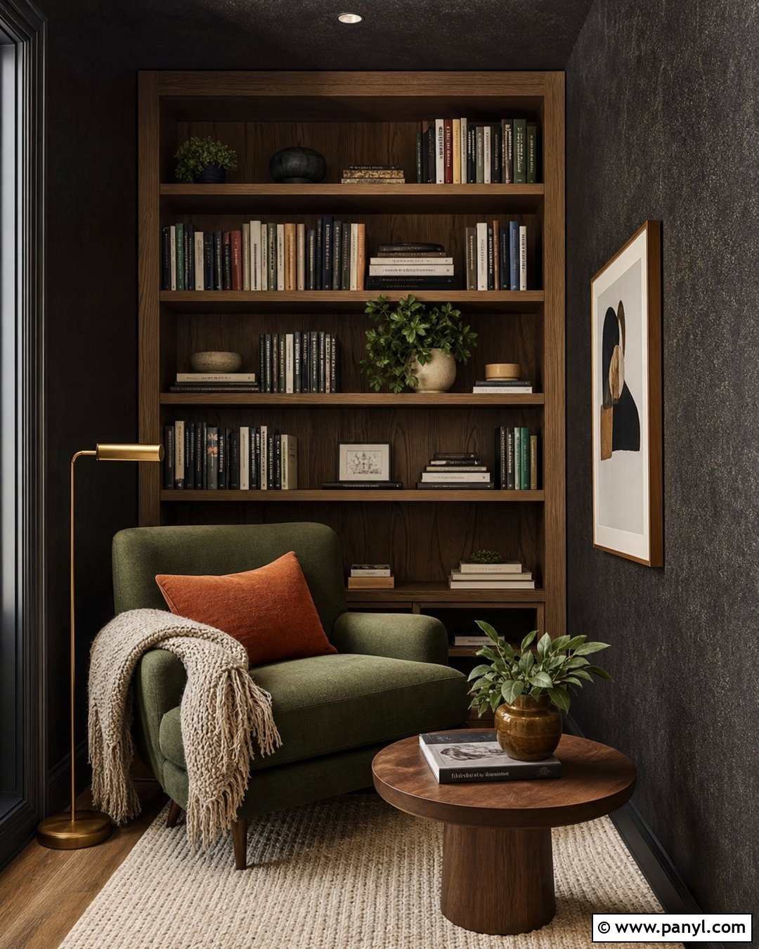 Metallic Black Wall Reading Nook - 20 Metallic Black Wall Ideas
