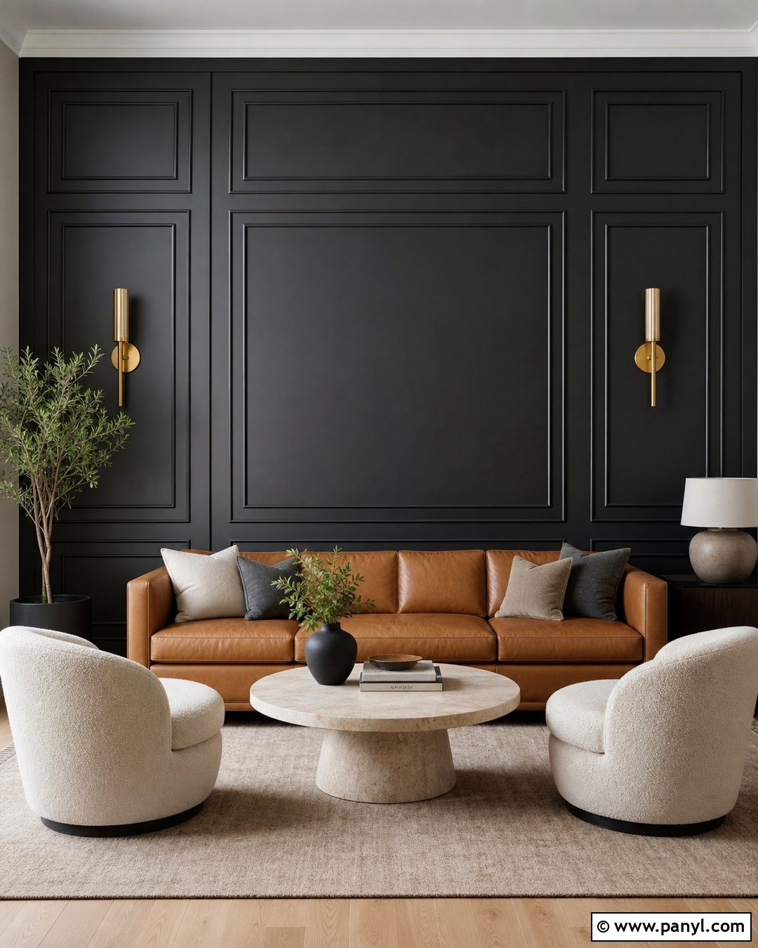 Metallic Black Wall With Geometric Panels - 20 Metallic Black Wall Ideas