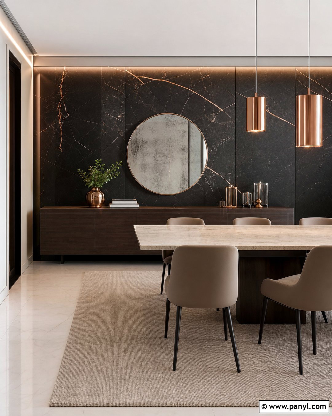 Metallic Black Wall With Marble - 20 Metallic Black Wall Ideas