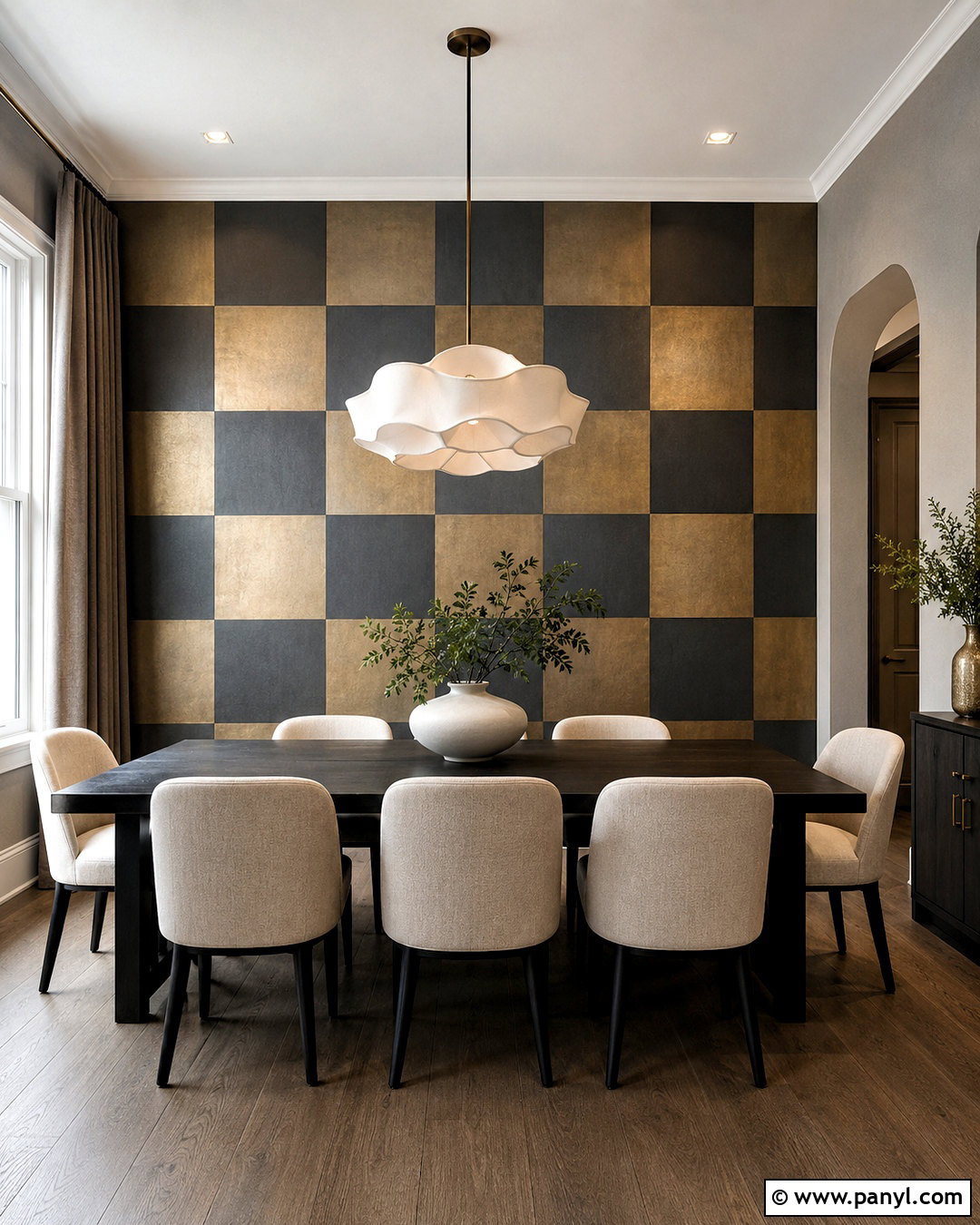 Metallic Checkerboard Dining Room Wall - 20 checkerboard wall ideas