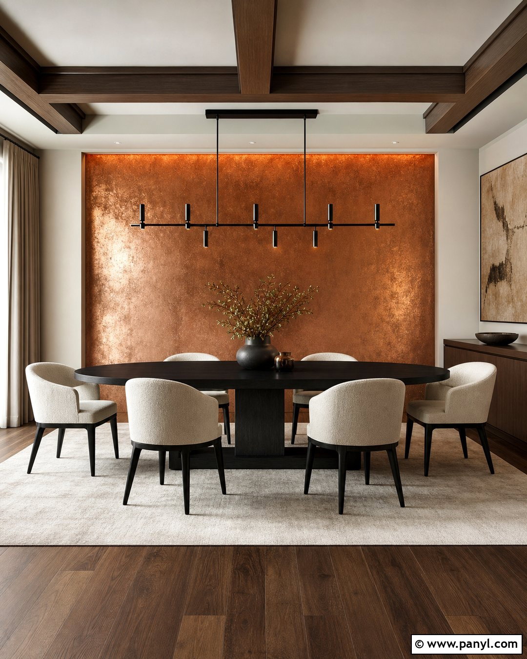 Metallic Copper Dining Wall - 25 Copper Wall Color Ideas