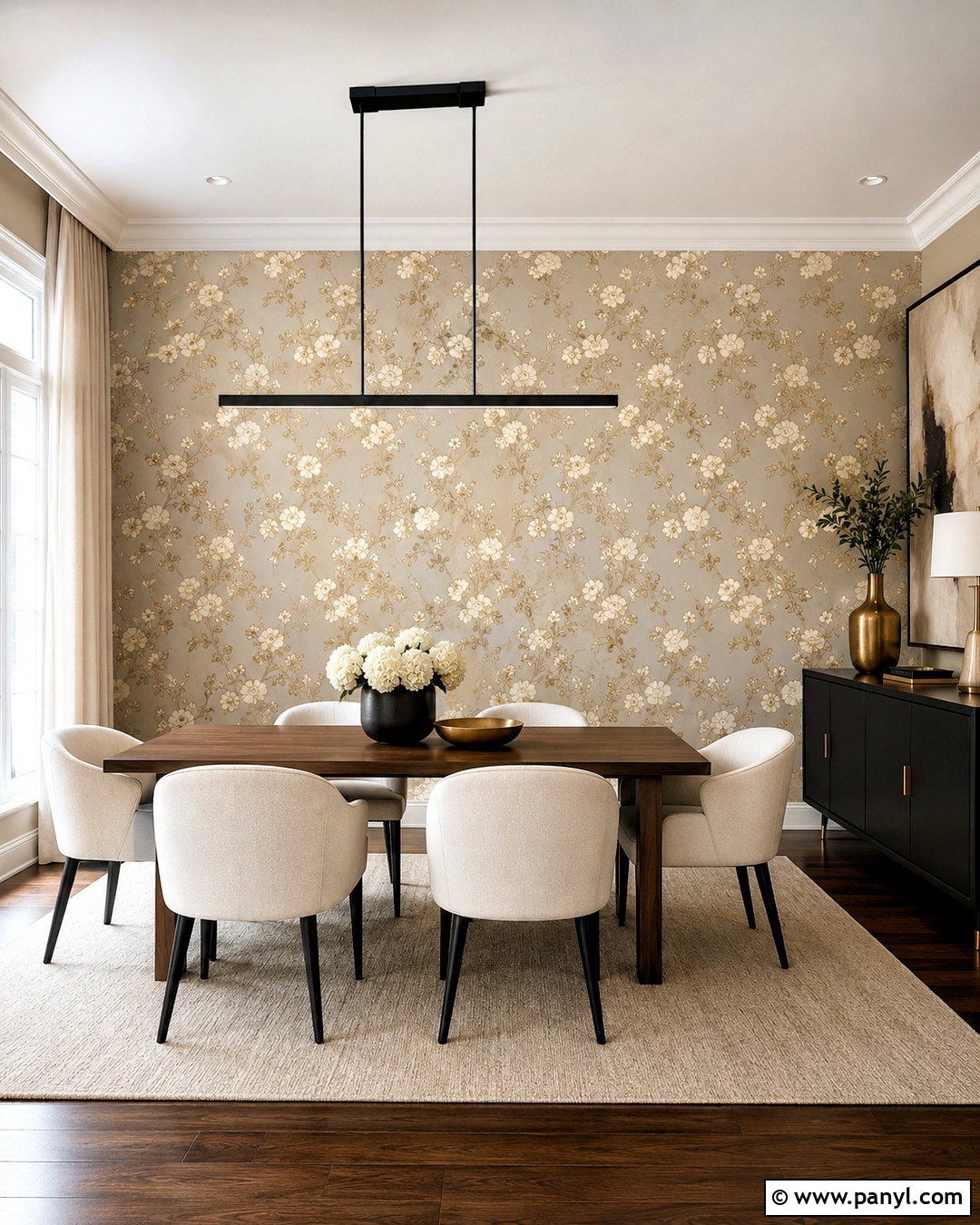 Metallic Floral Wallpaper Dining Room - 20 modern floral wallpaper ideas