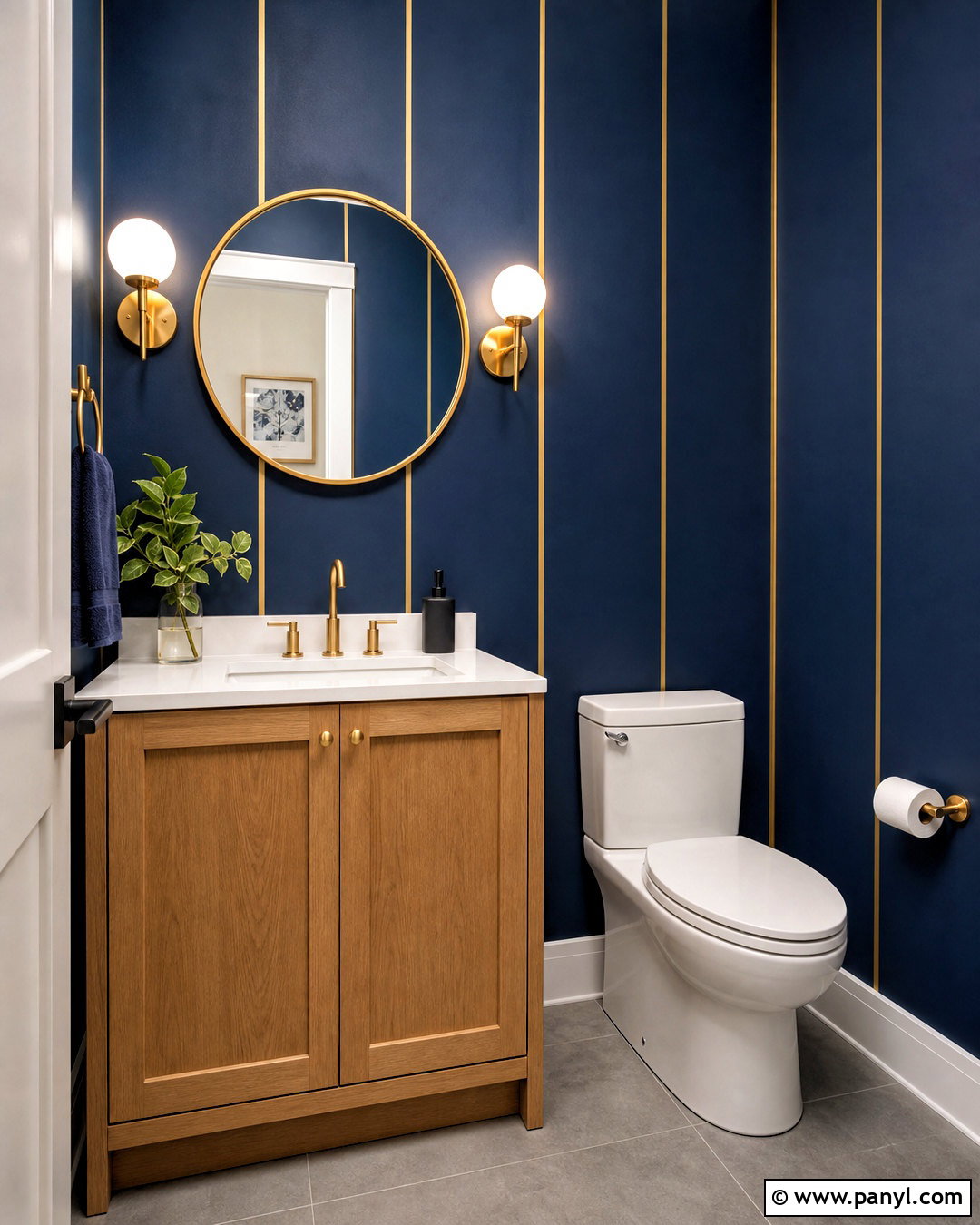 Metallic Gold Accent Stripes - 20 stripe paint ideas for walls