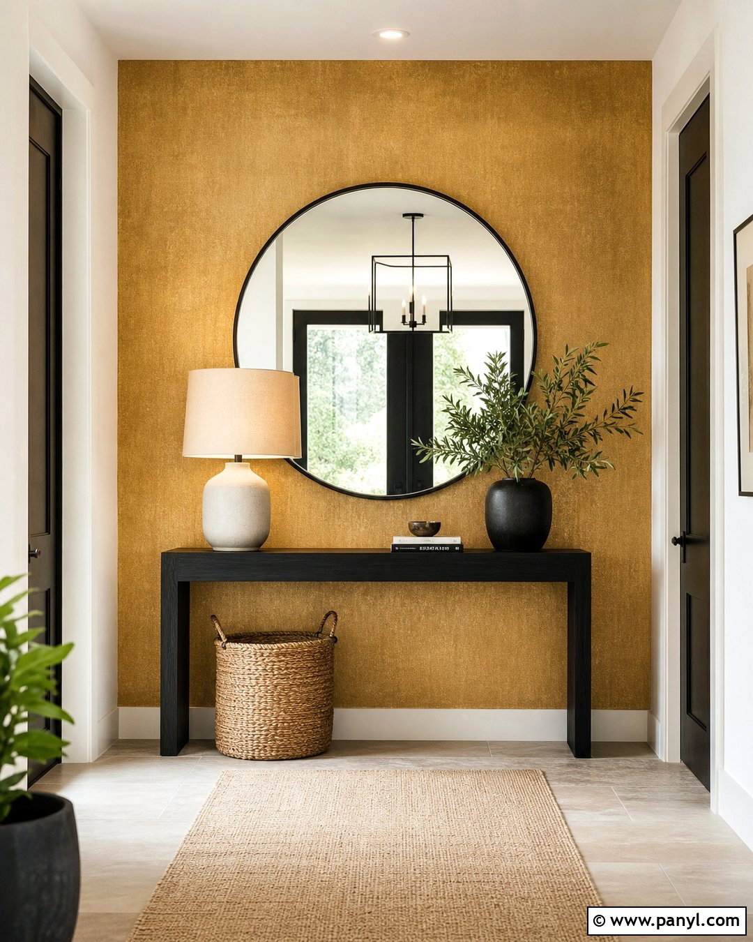 Metallic Gold Entryway - 25 Gold Wall Color Ideas