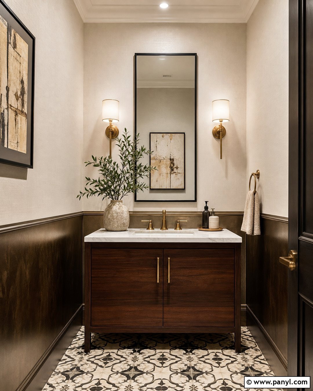 Metallic Half Wall Powder Room - 35 metallic paint walls