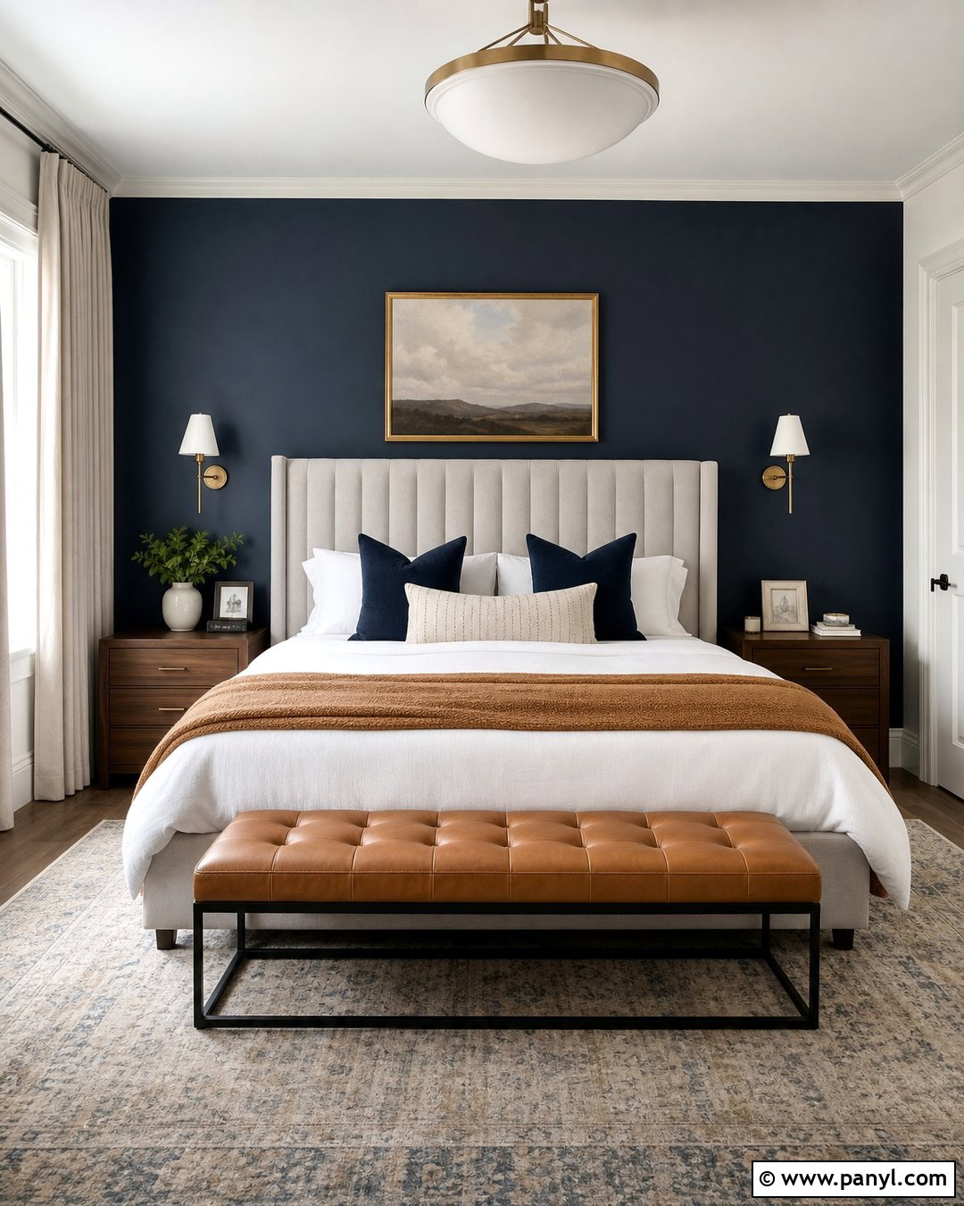 Metallic Navy Bedroom Wall - 35 metallic paint walls