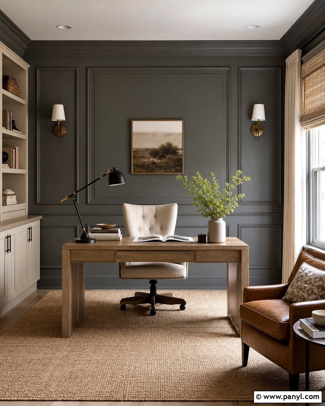 Metallic Paneled Home Office Wall - 35 metallic paint walls