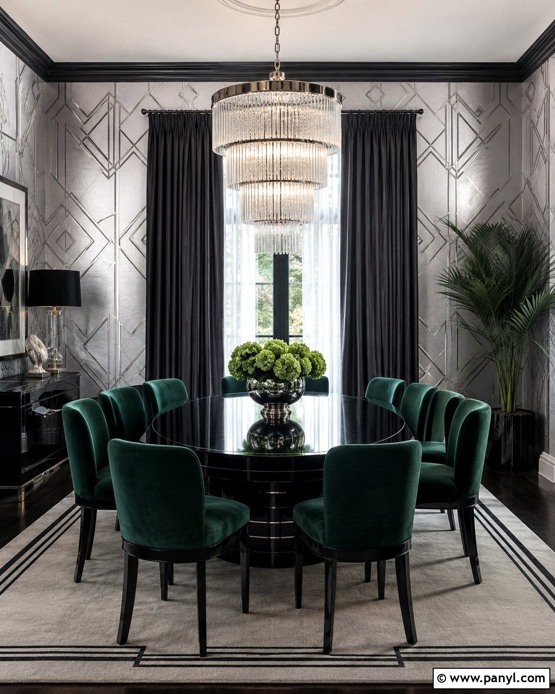 Metallic Silver Art Deco Dining Room Wall - 20 Metallic Silver Paint Walls