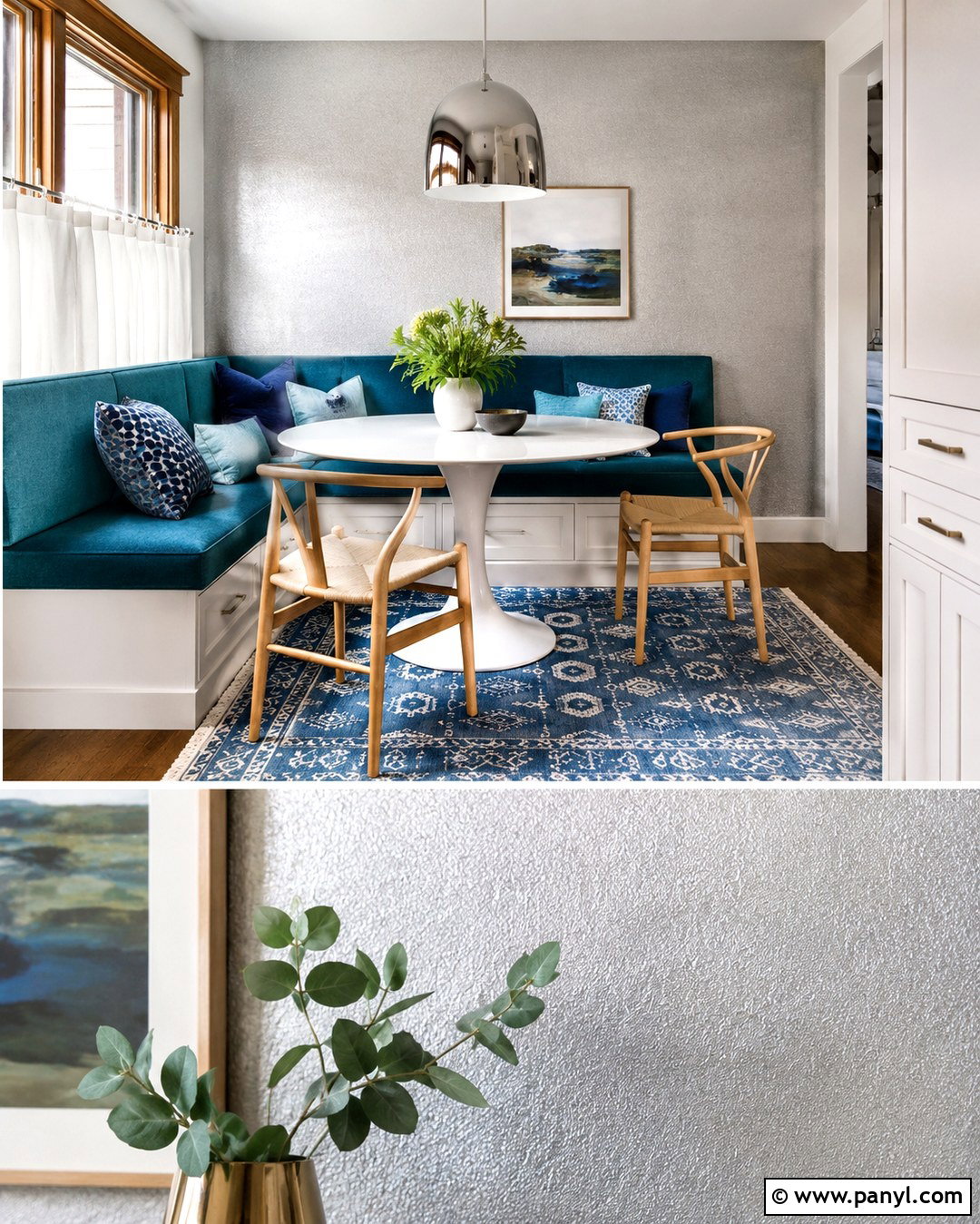 Metallic Silver Breakfast Nook Wall - 20 Metallic Silver Paint Walls