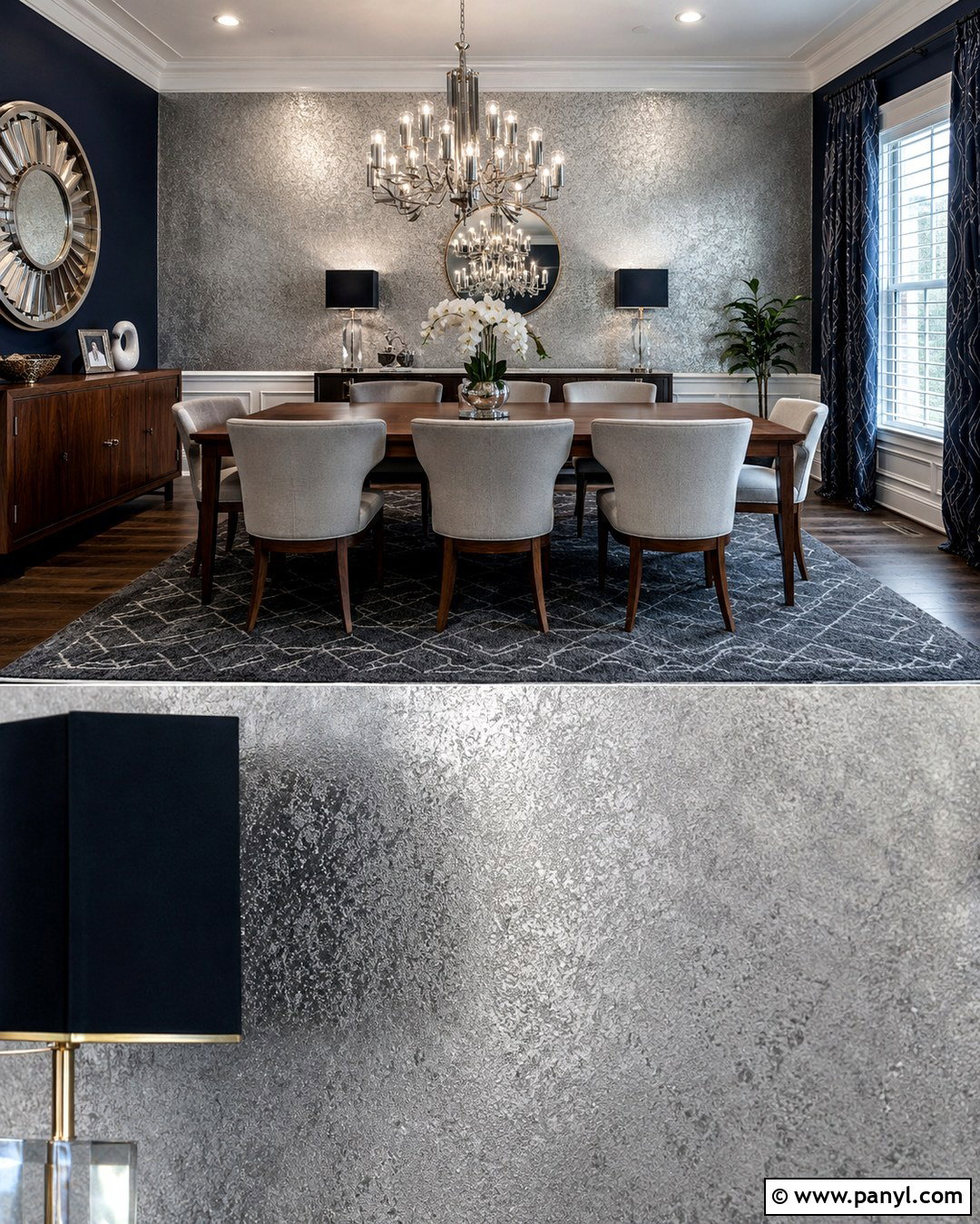 Metallic Silver Dining Room Wall - 20 Metallic Silver Paint Walls