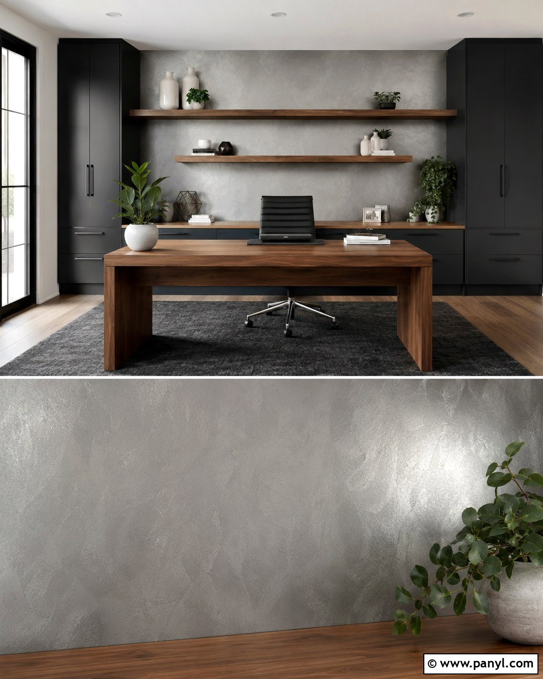 Metallic Silver Home Office Wall - 20 Metallic Silver Paint Walls