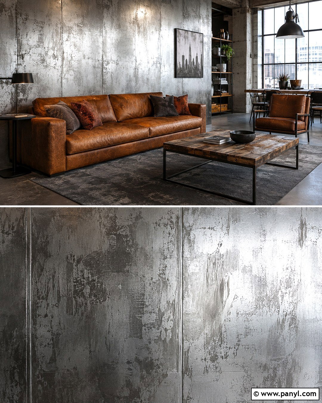 Metallic Silver Industrial Loft Wall - 20 Metallic Silver Paint Walls