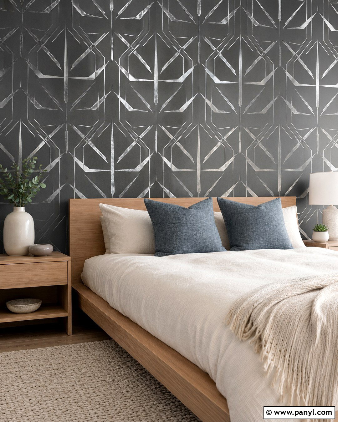 Metallic Silver Stencil Wall - 20 Metallic Silver Paint Walls