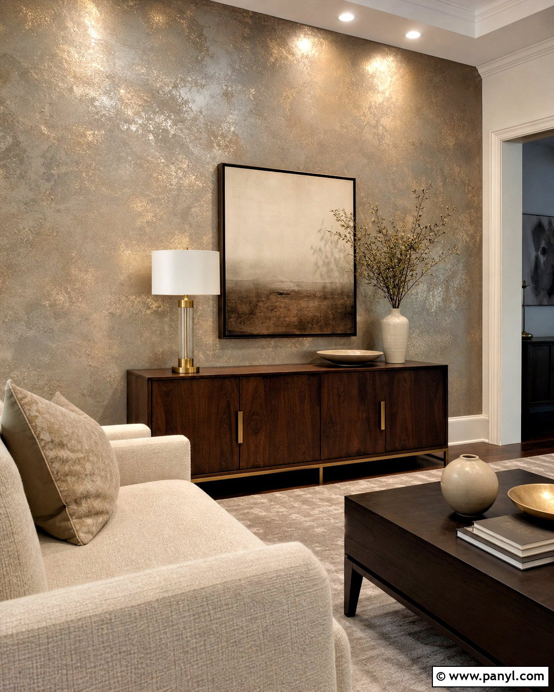 Metallic Sponge Painted Accent Wall - 20 sponge painting walls
