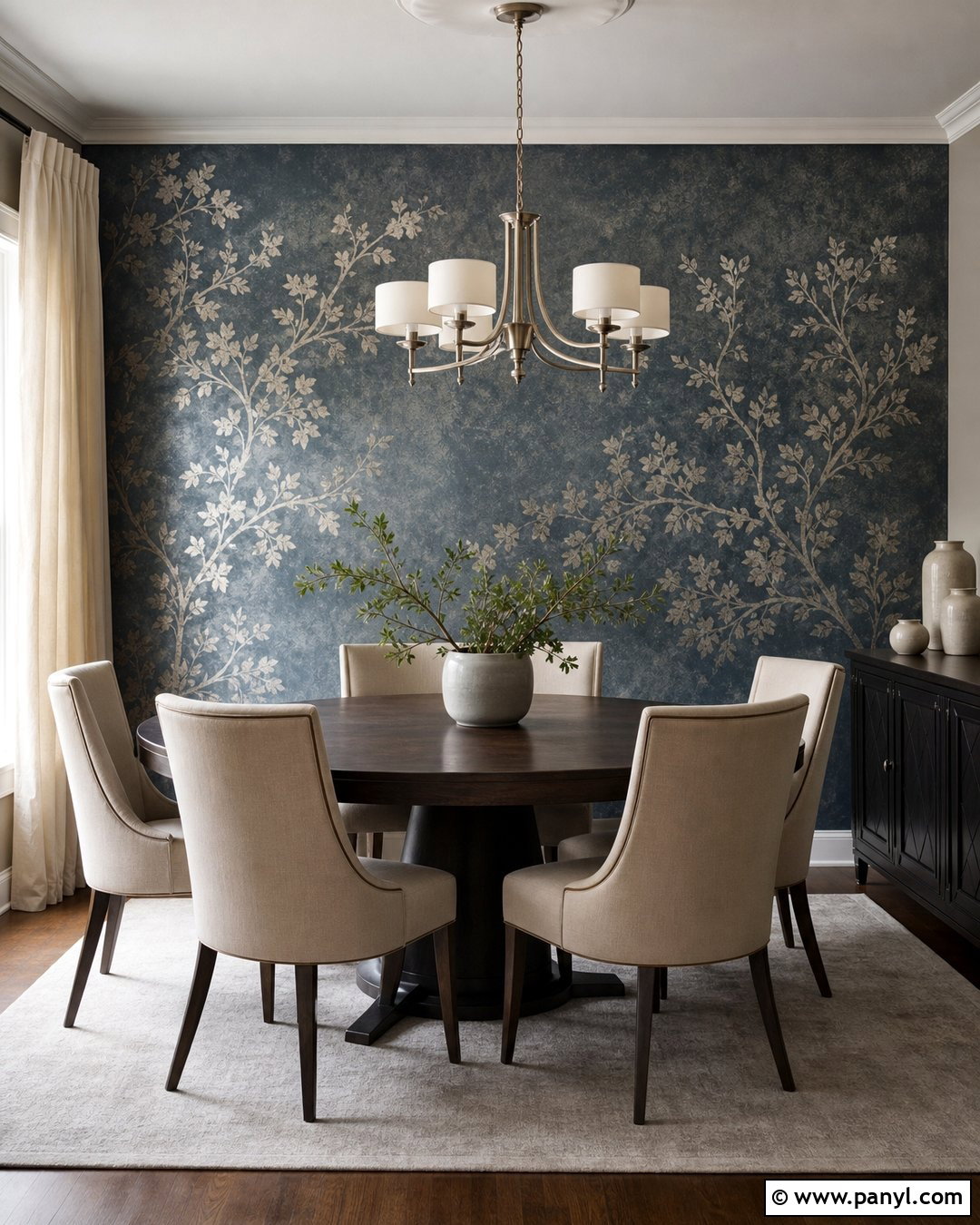 Metallic Stenciled Dining Room Wall - 20 Metallic Paint Feature Wall Ideas