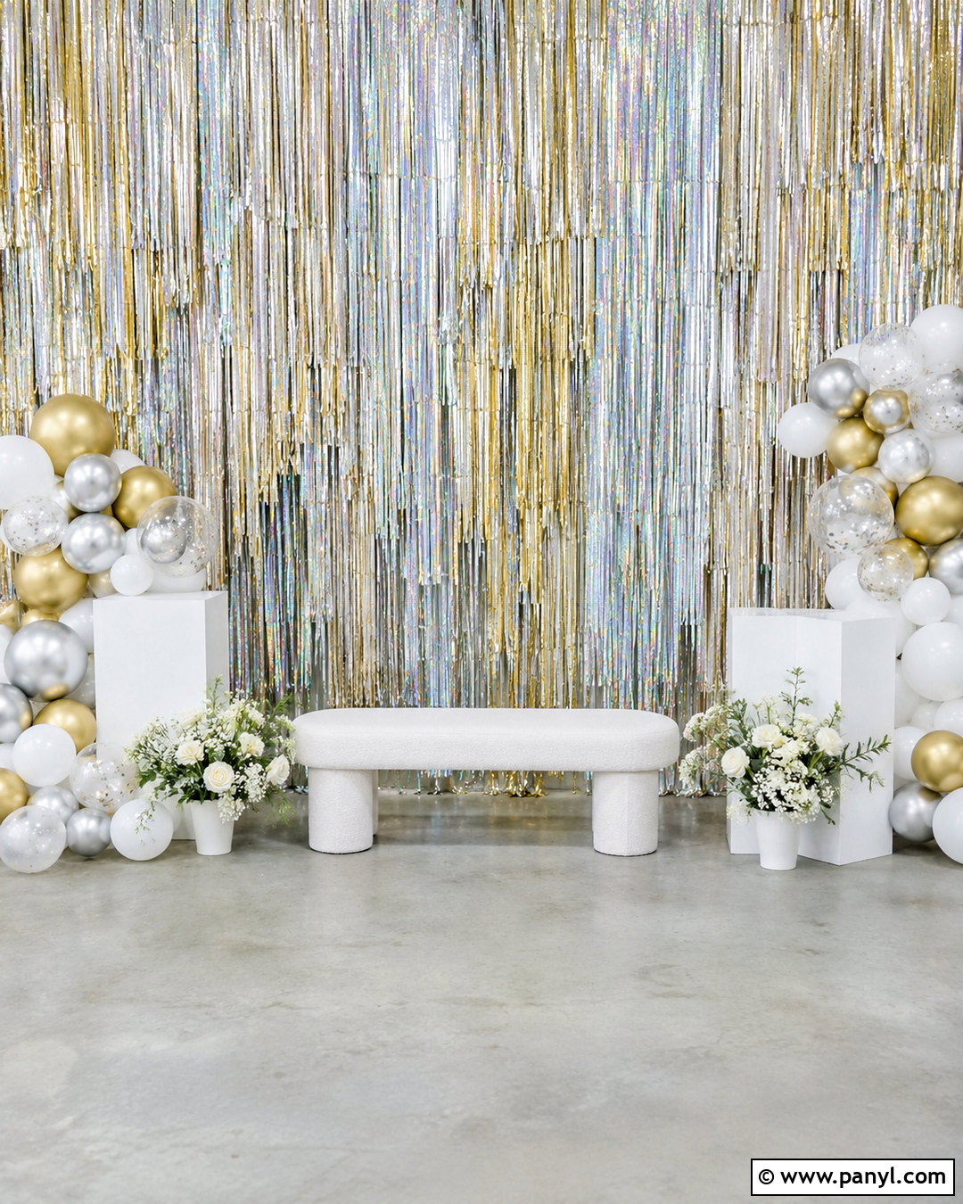 Metallic Streamer Backdrop - 20 metallic backdrop ideas