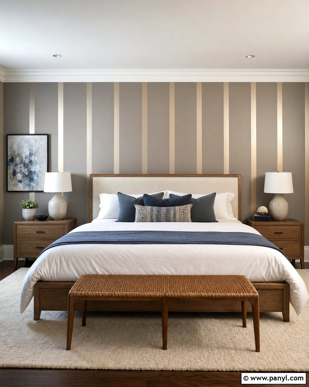 Metallic Stripe Feature Wall - 20 Metallic Paint Feature Wall Ideas