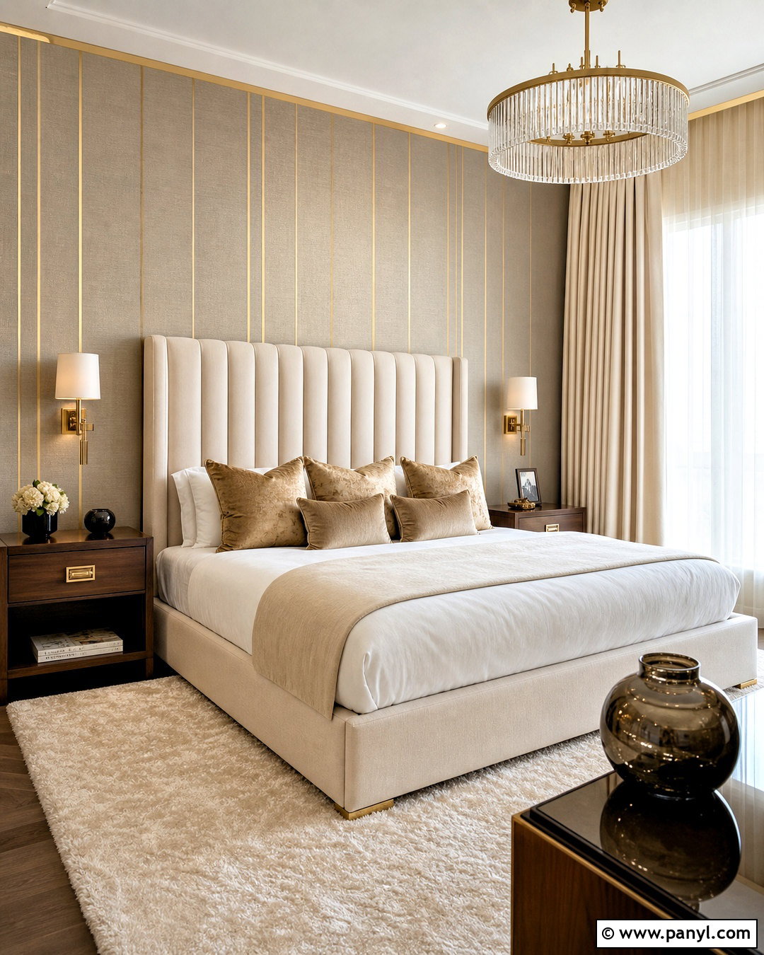 Metallic Striped Bedroom - 20 striped walls bedroom ideas