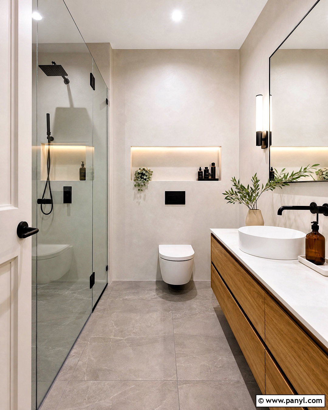 Microcement Behind Toilet Accent Wall - 20 behind toilet accent wall ideas
