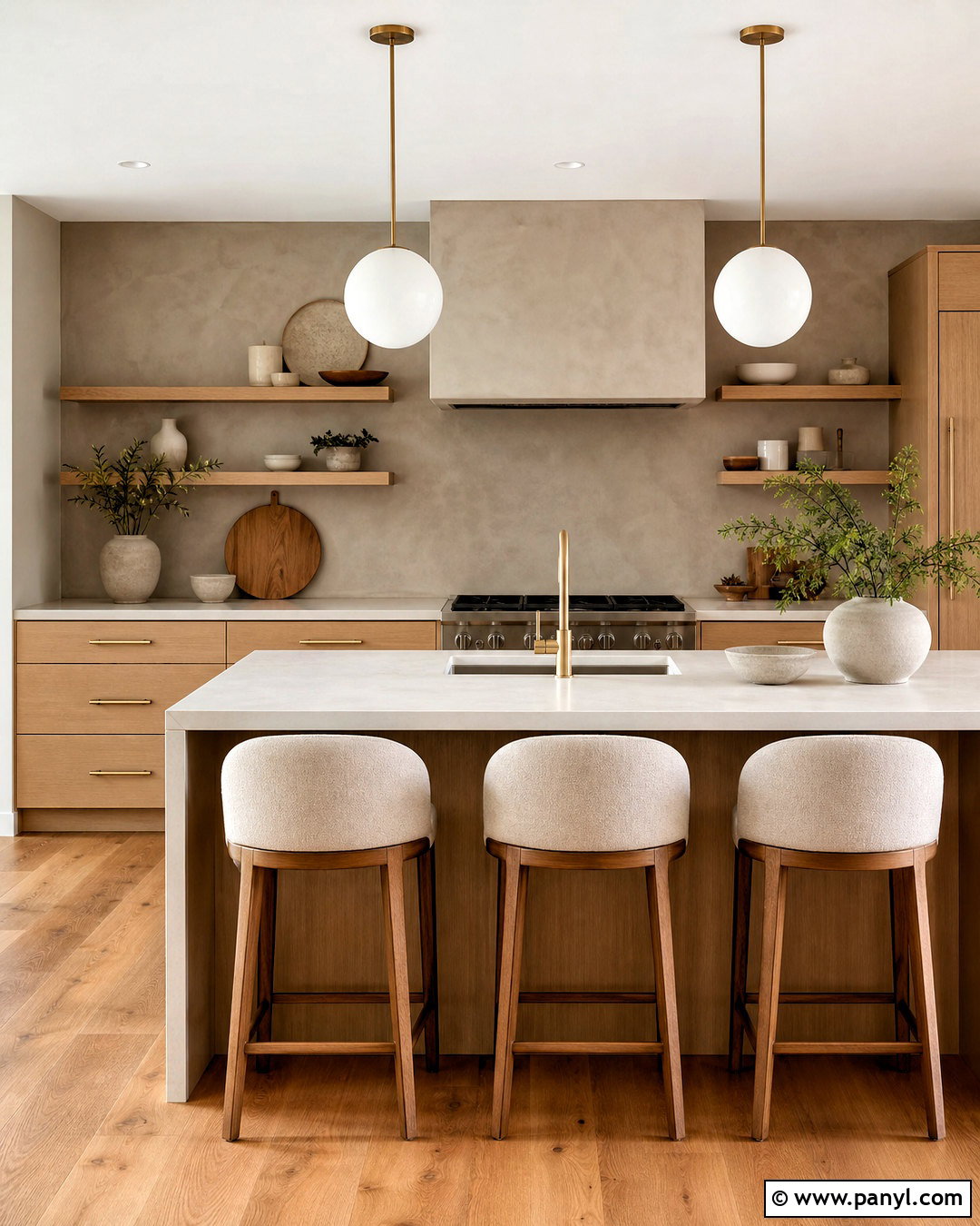 Microcement Kitchen Accent Wall - 20 neutral accent wall ideas