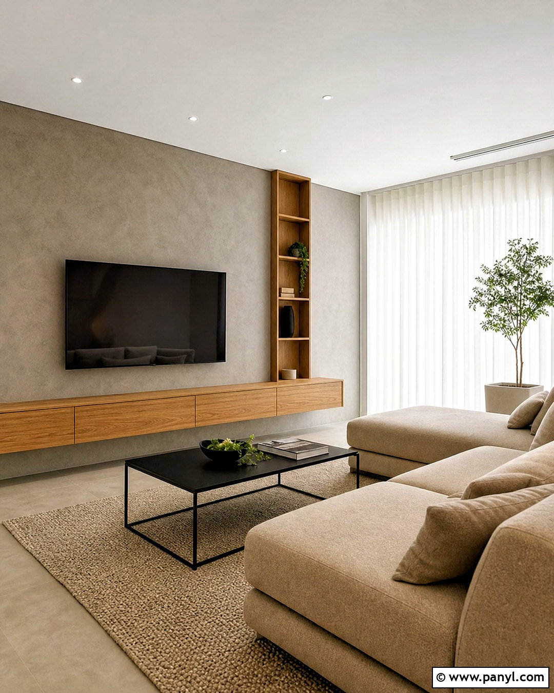 Microcement TV Accent Wall - 20 behind tv accent wall ideas