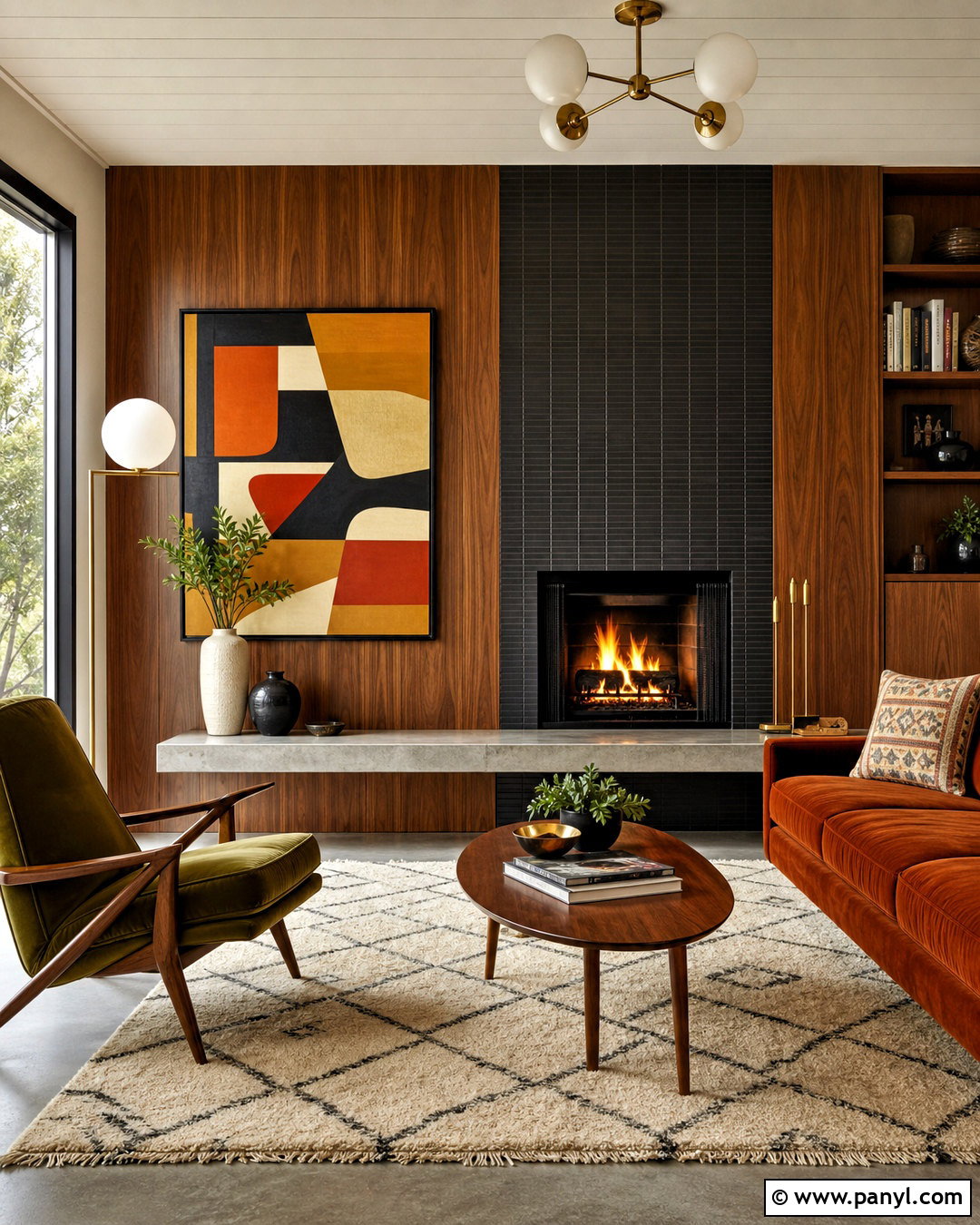 Mid-Century Fireplace Accent Wall - 20 accent wall fireplace living room ideas