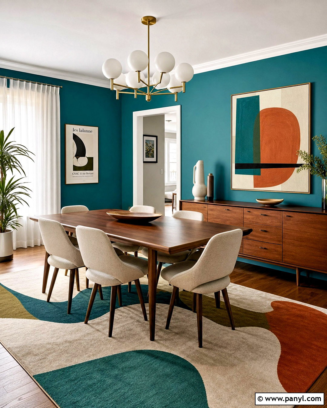 Mid Century Teal Dining Room - 20 teal dining room ideas