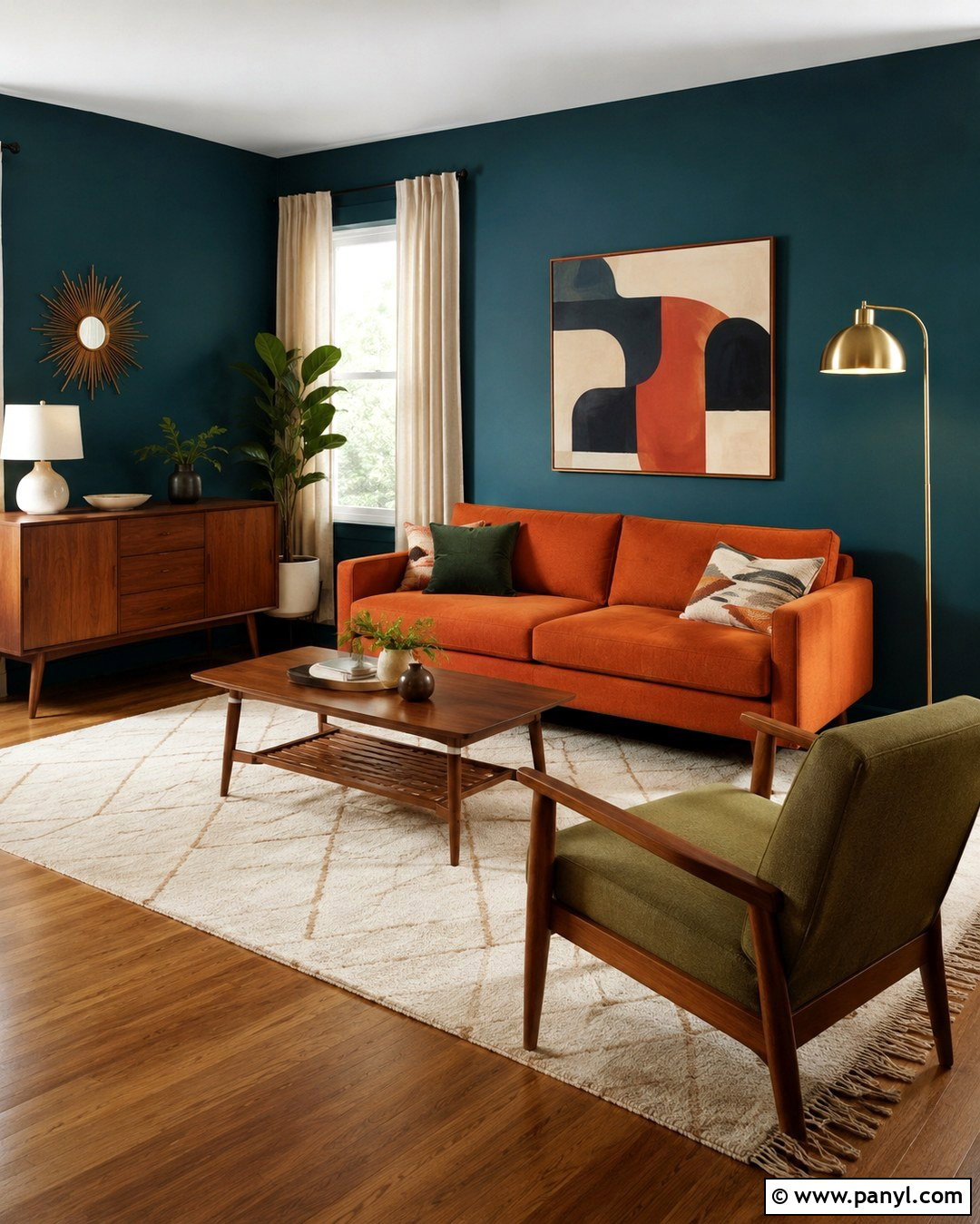 Mid Century Teal Wall Orange Sofa - 20 Teal Wall Orange Sofa Ideas