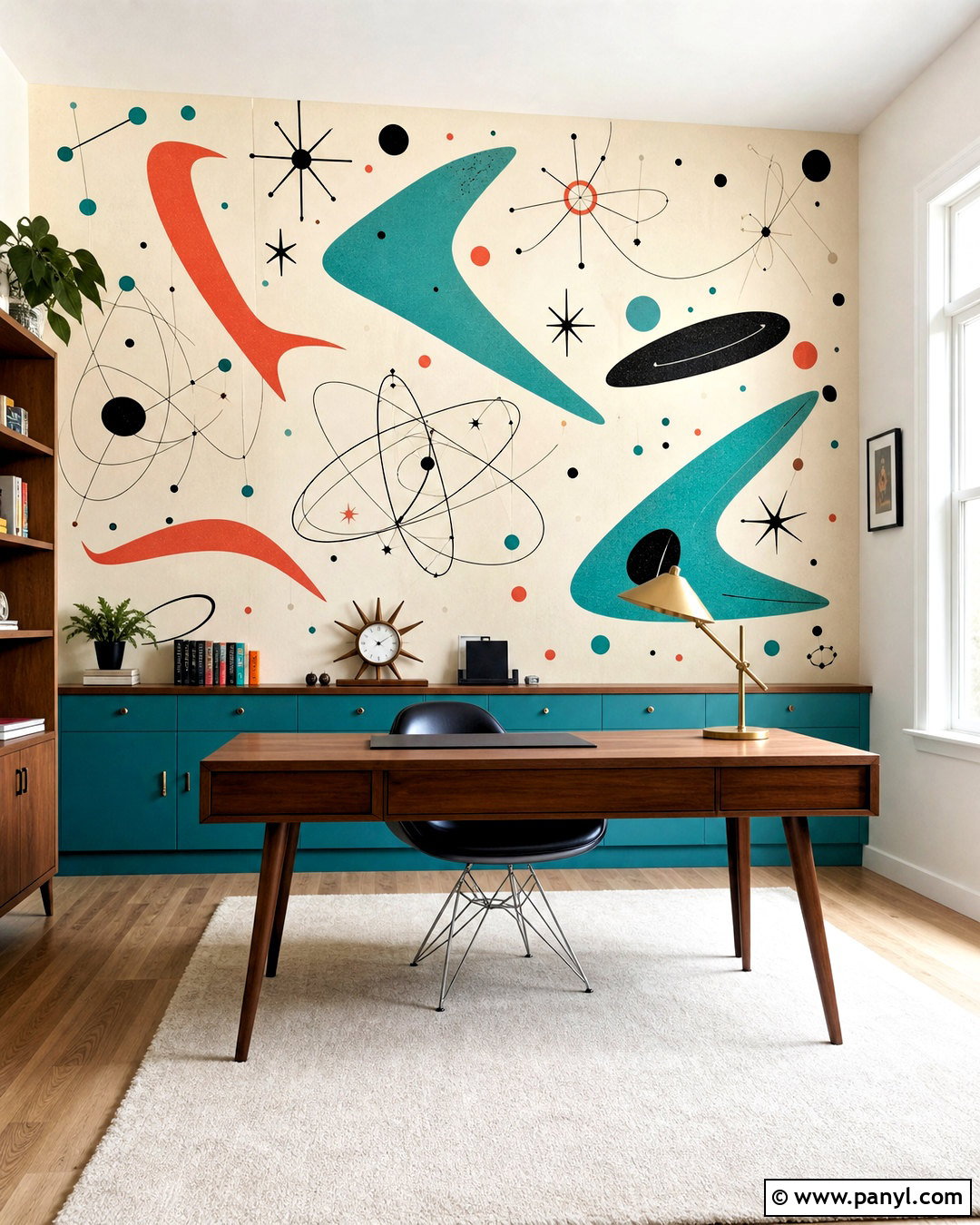 Midcentury Atomic Wall Mural - 20 retro wall mural ideas