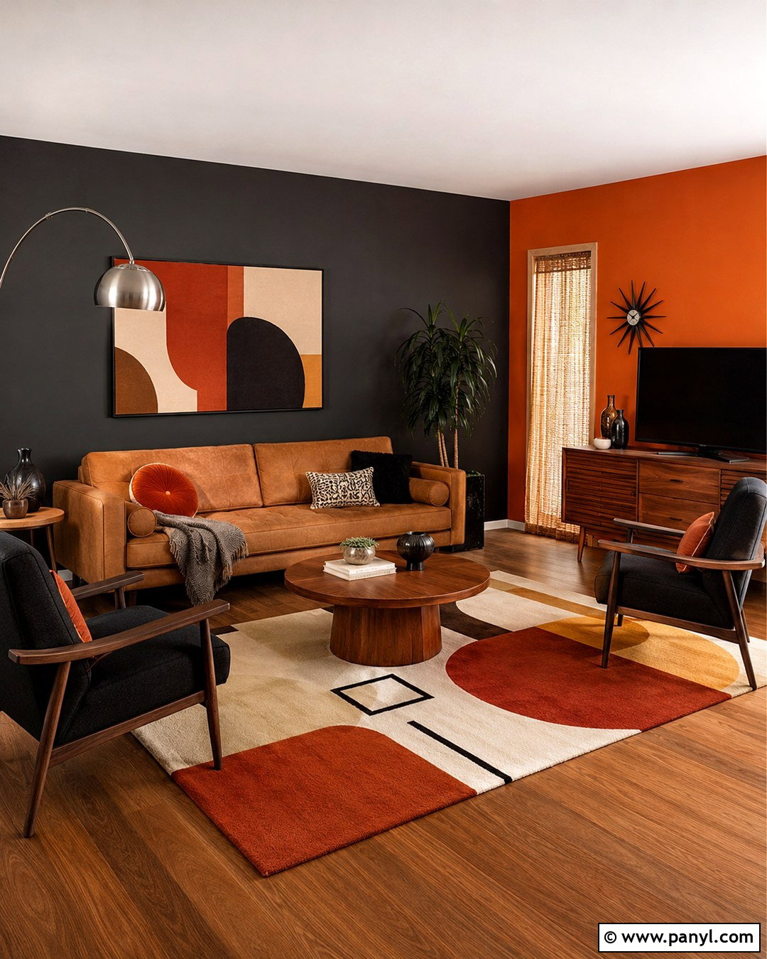 Midcentury Black And Orange Walls - 20 black and orange walls