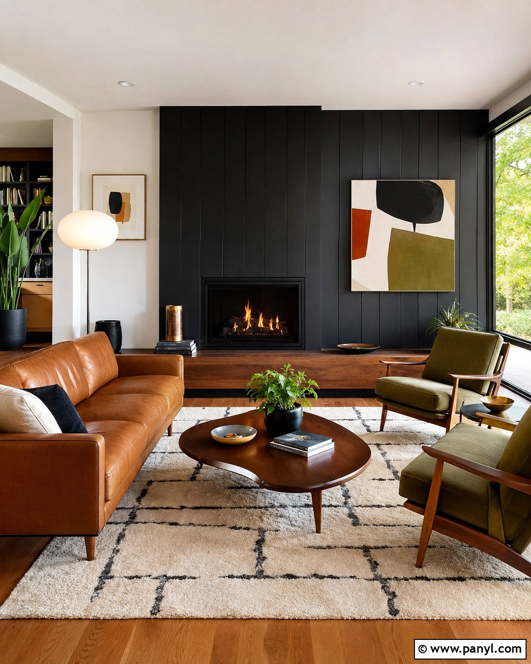Midcentury Black Fireplace Wall - 20 Black Accent Wall Living Room Fireplaces