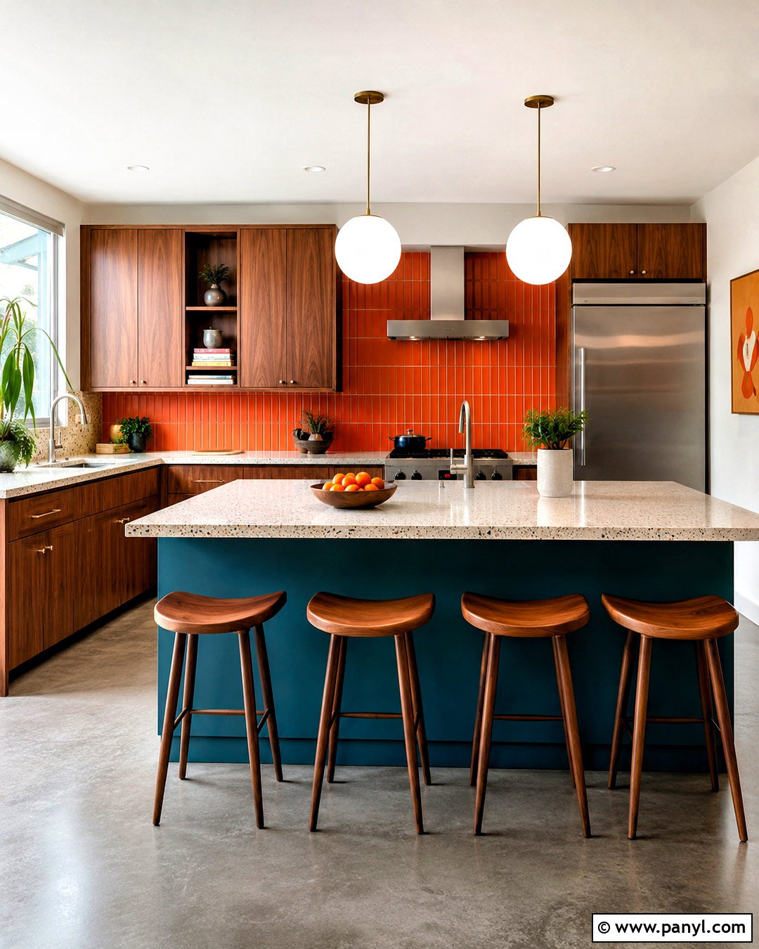Midcentury Blue And Orange Kitchen - 20 blue and orange kitchen ideas