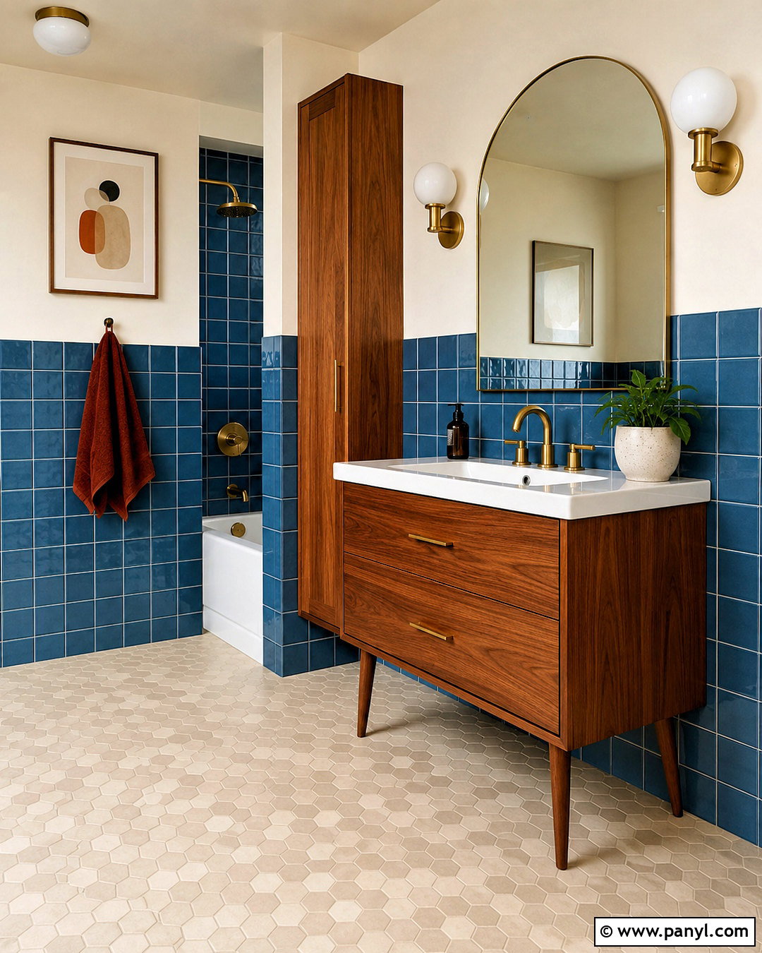 Midcentury Blue Bathroom - 20 modern blue bathroom ideas
