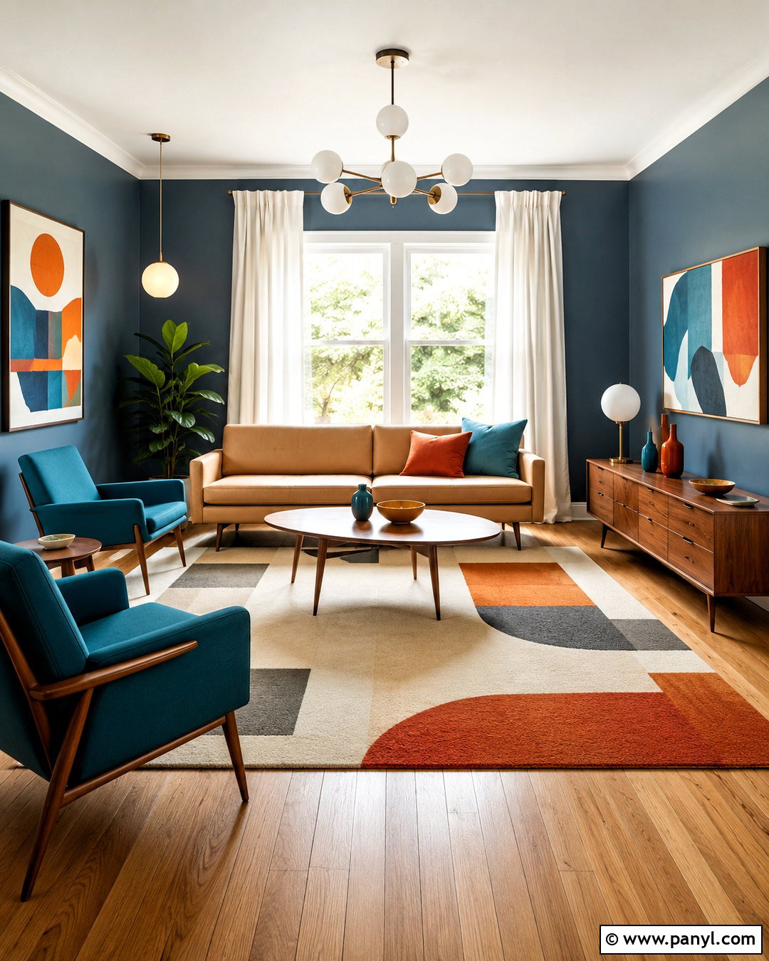 Midcentury Blue Gray Living Room Walls - 20 blue gray living room walls