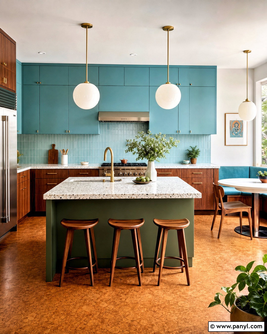 Midcentury Blue Green Kitchen - 20 green blue kitchen ideas