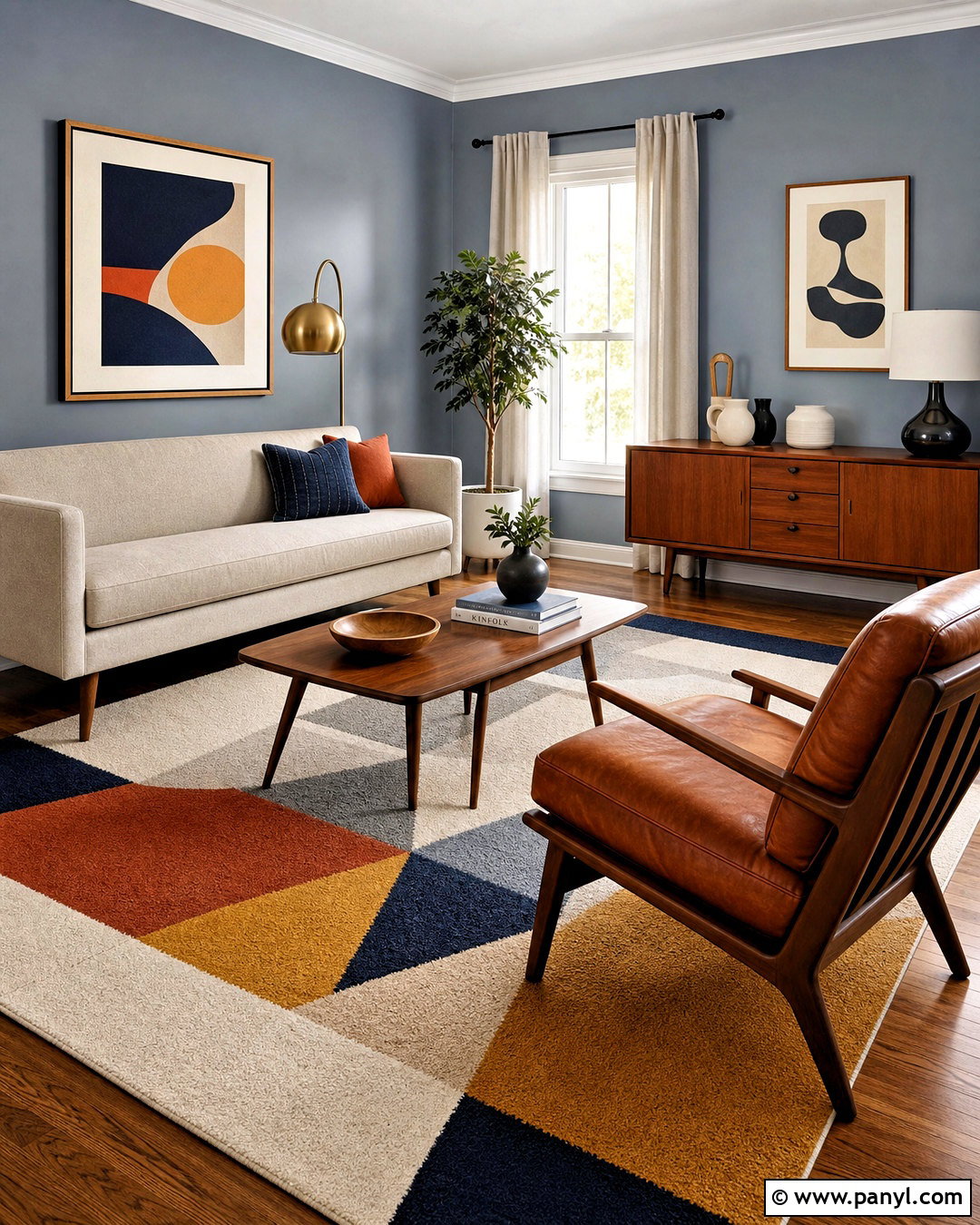 Midcentury Blue Grey Living Room Walls - 20 blue grey living room walls