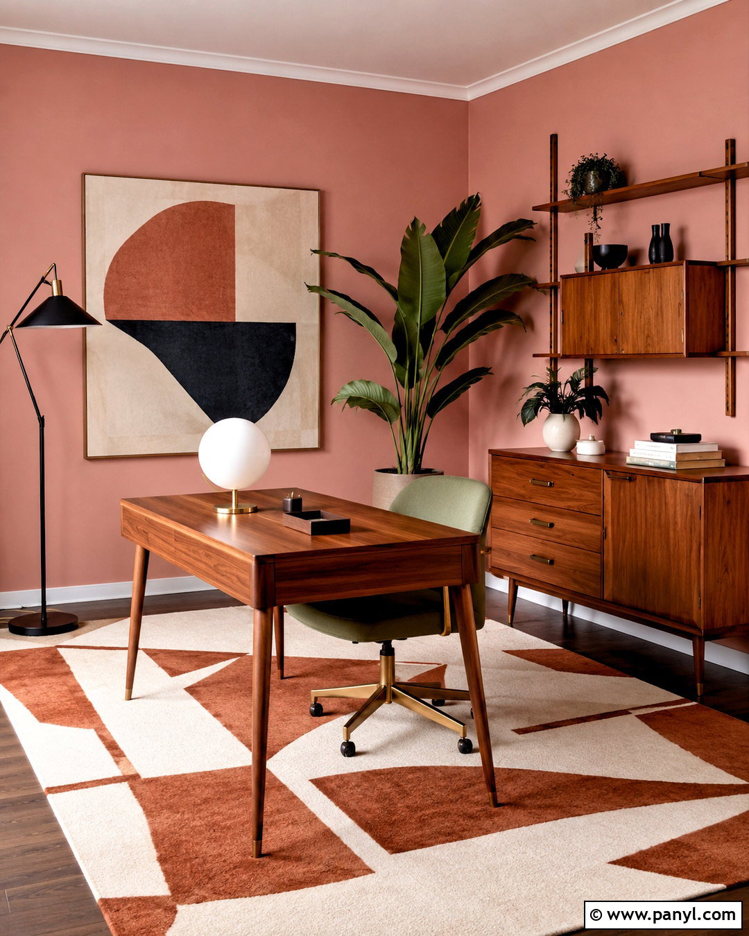 Midcentury Blush Pink Office - 20 blush pink office ideas