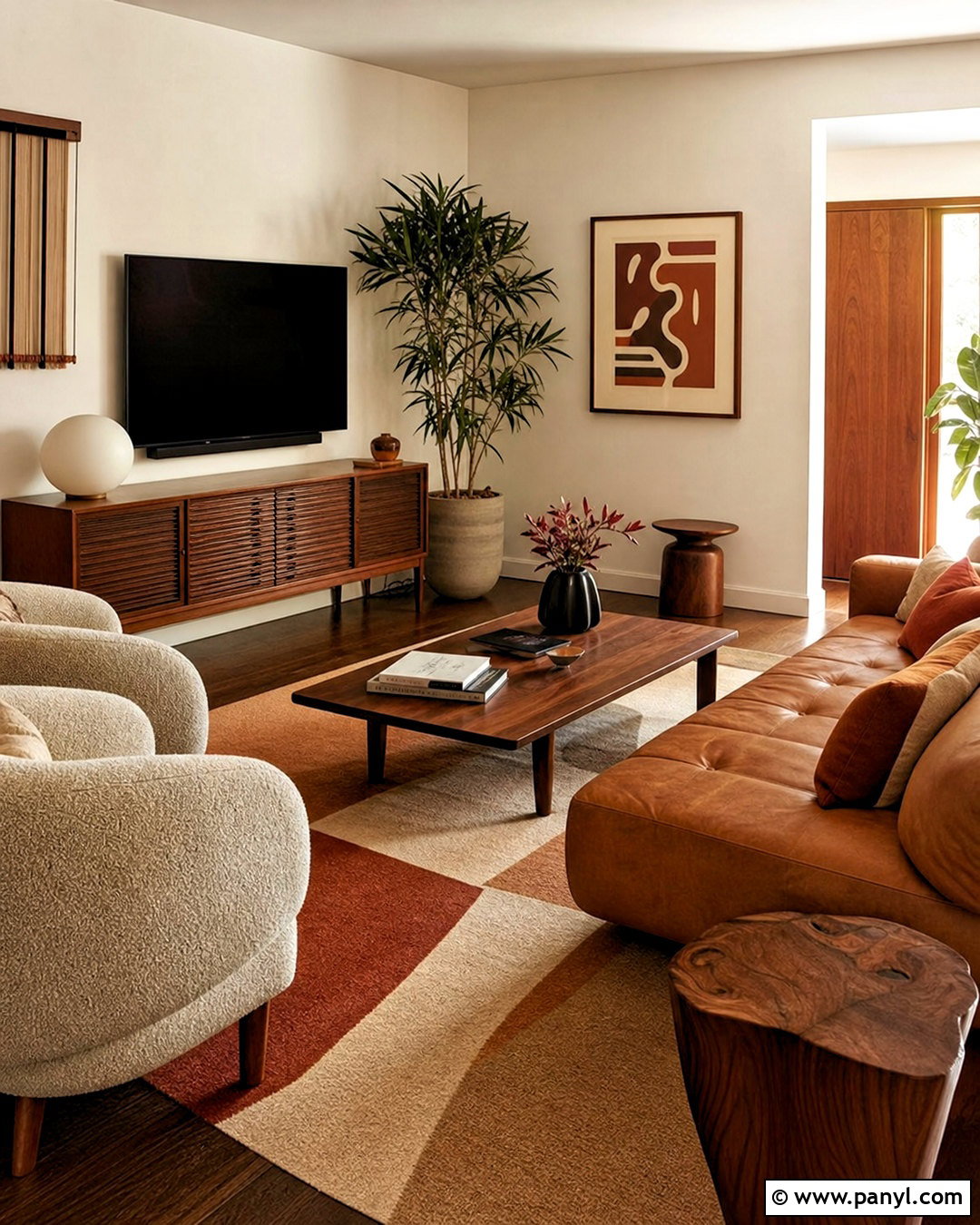 Midcentury Brown Living Room - 20 warm brown living room ideas