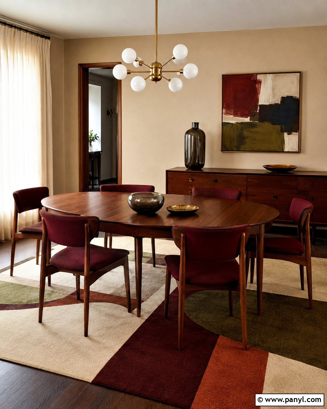 Midcentury Burgundy Dining Room - 20 burgundy dining room ideas