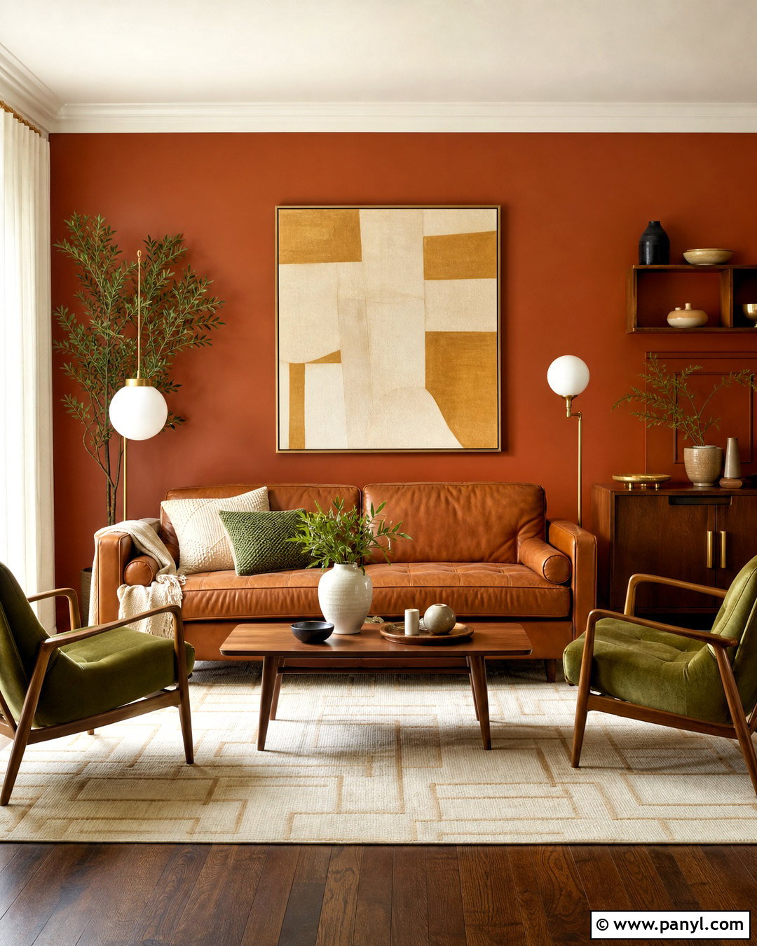 Midcentury Burnt Orange Living Room Wall - 20 burnt orange living room walls
