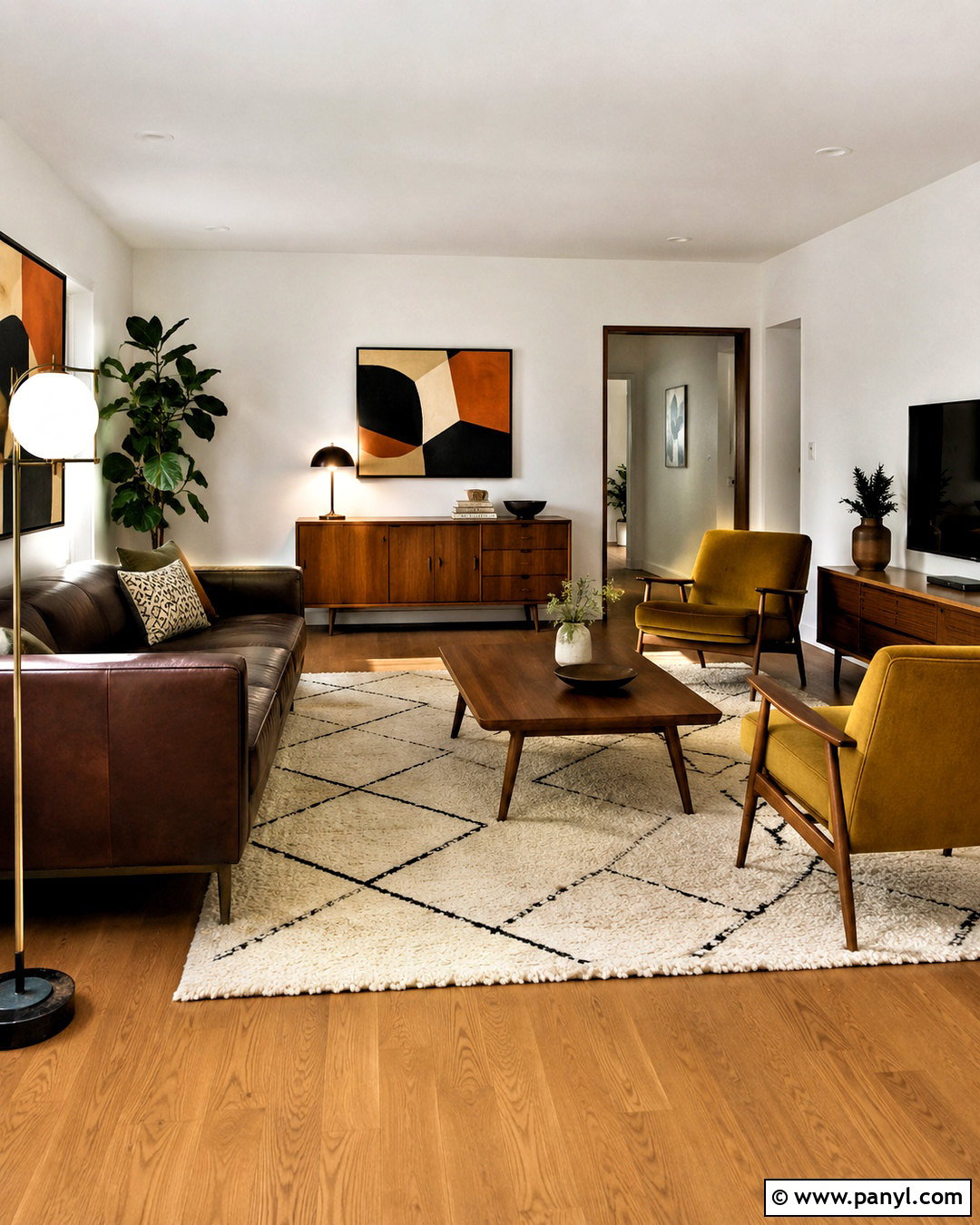 Midcentury Chocolate Brown Living Room - 20 chocolate brown room ideas