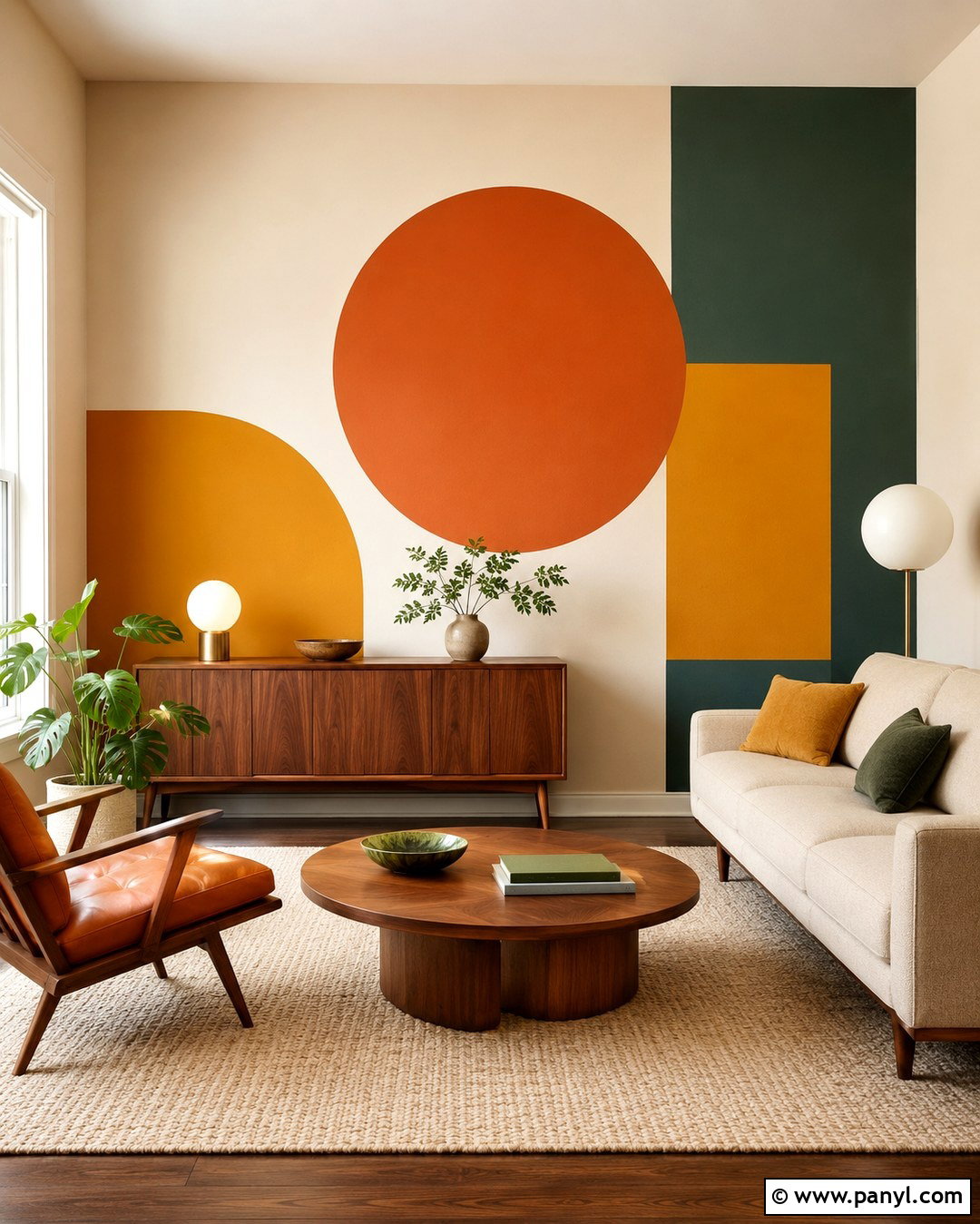Midcentury Circle Geometric Wall - 20 Modern Geometric Wall Paint Ideas