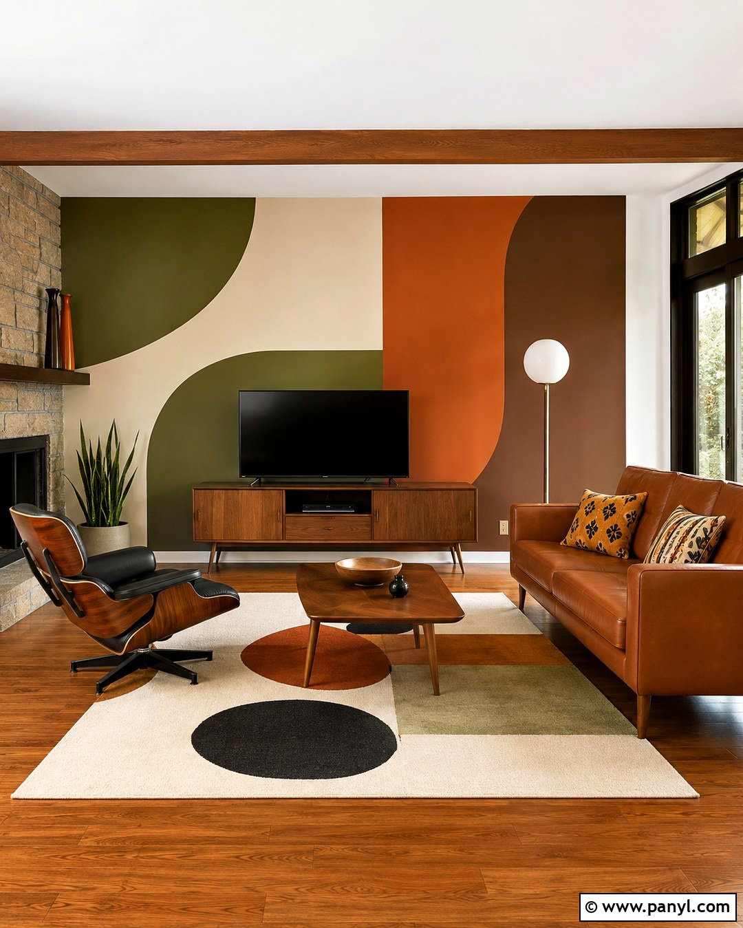 Midcentury Color Block TV Wall - 20 Color Block Wall Behind Tv Ideas