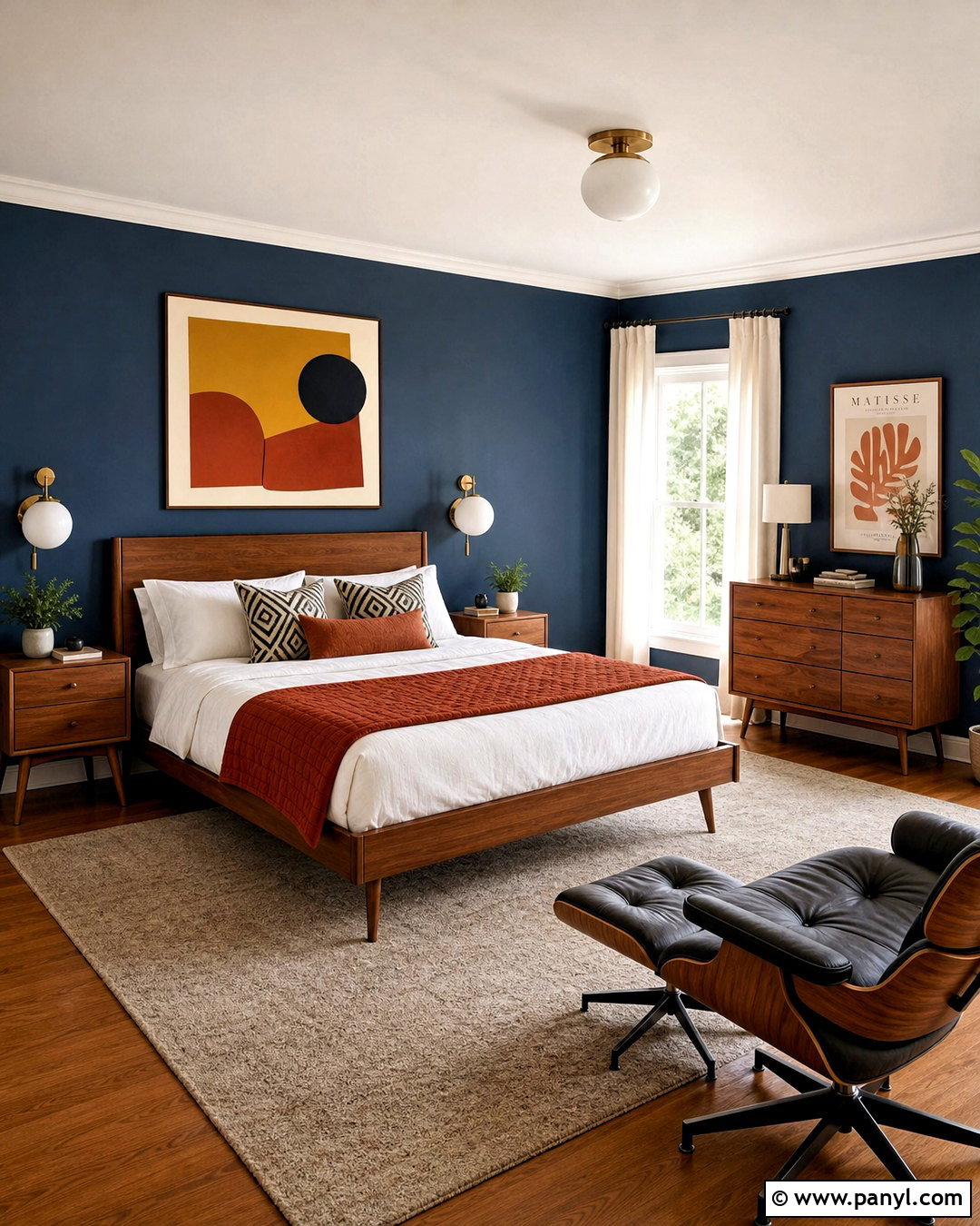 Midcentury Dark Blue Bedroom Walls - 20 dark blue bedroom walls