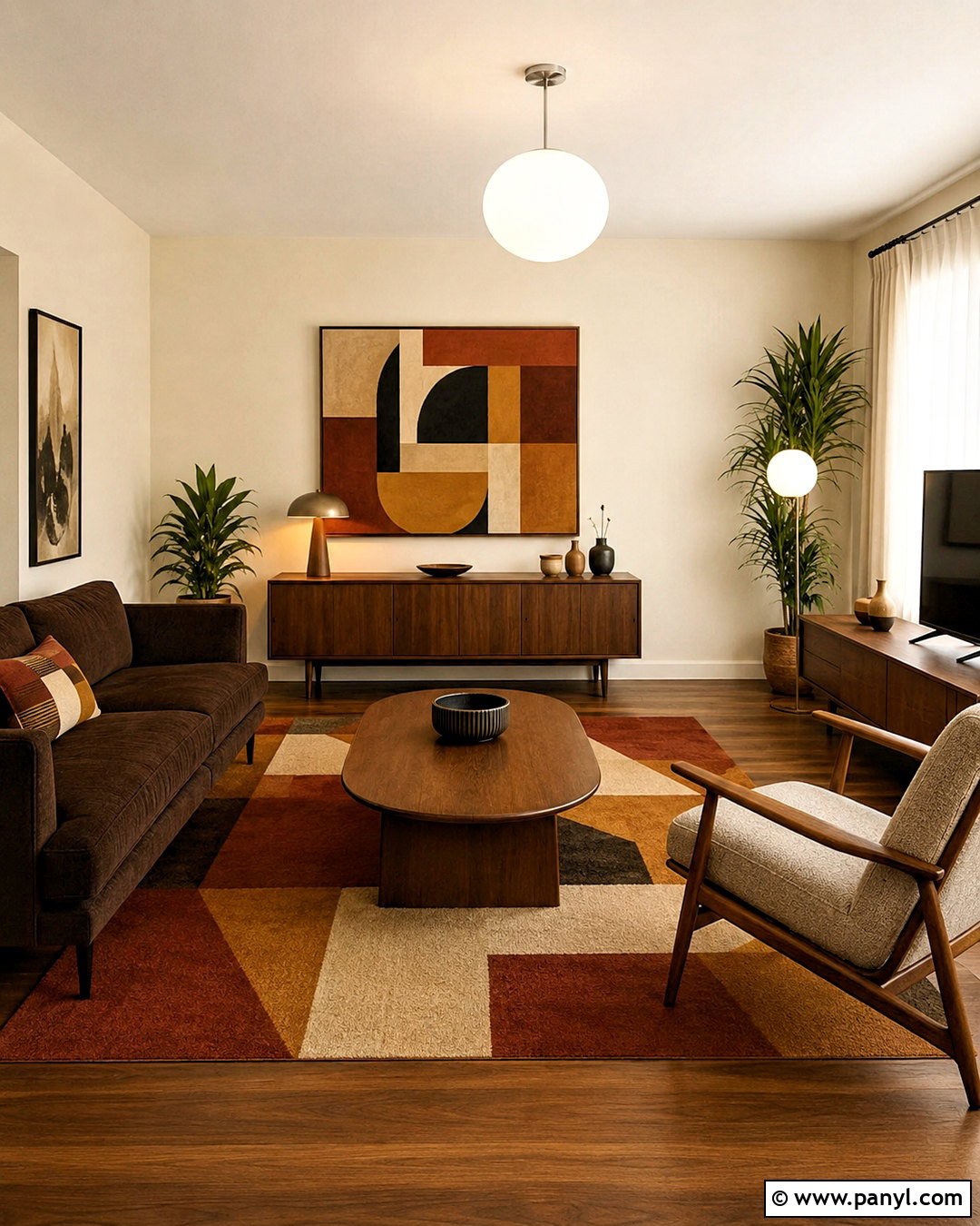 Midcentury Dark Brown Living Room - 20 dark brown living room ideas