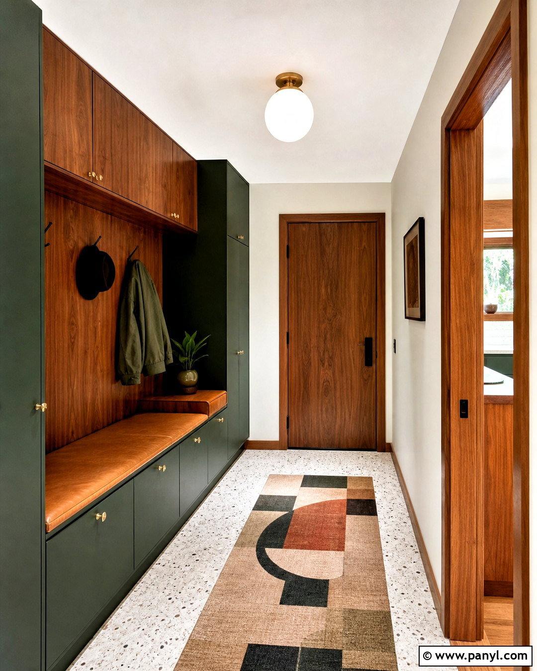 Midcentury Dark Green Mudroom - 20 dark green mudroom ideas